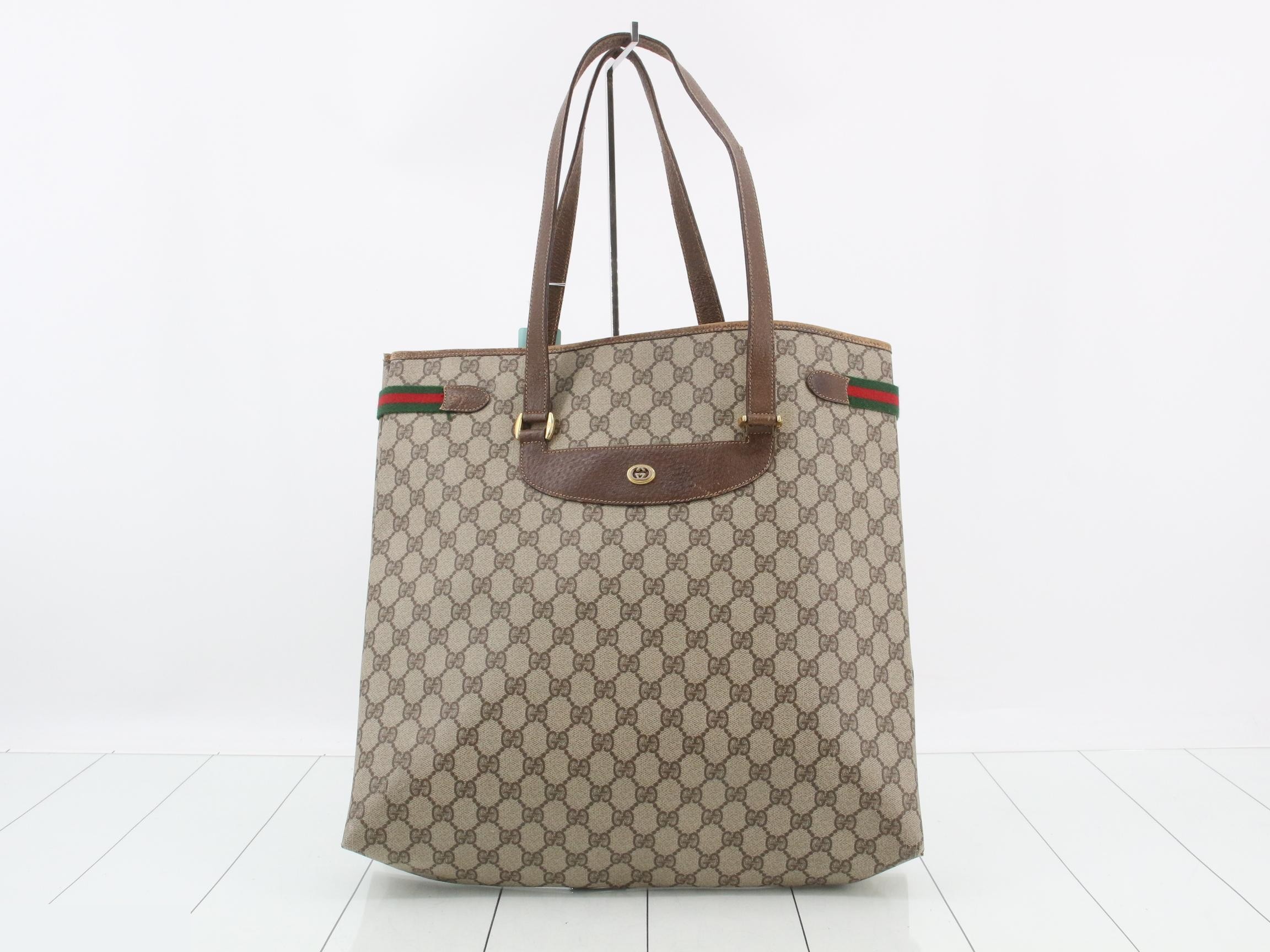 GG Supreme Sherry Line Old Gucci Tote Bag