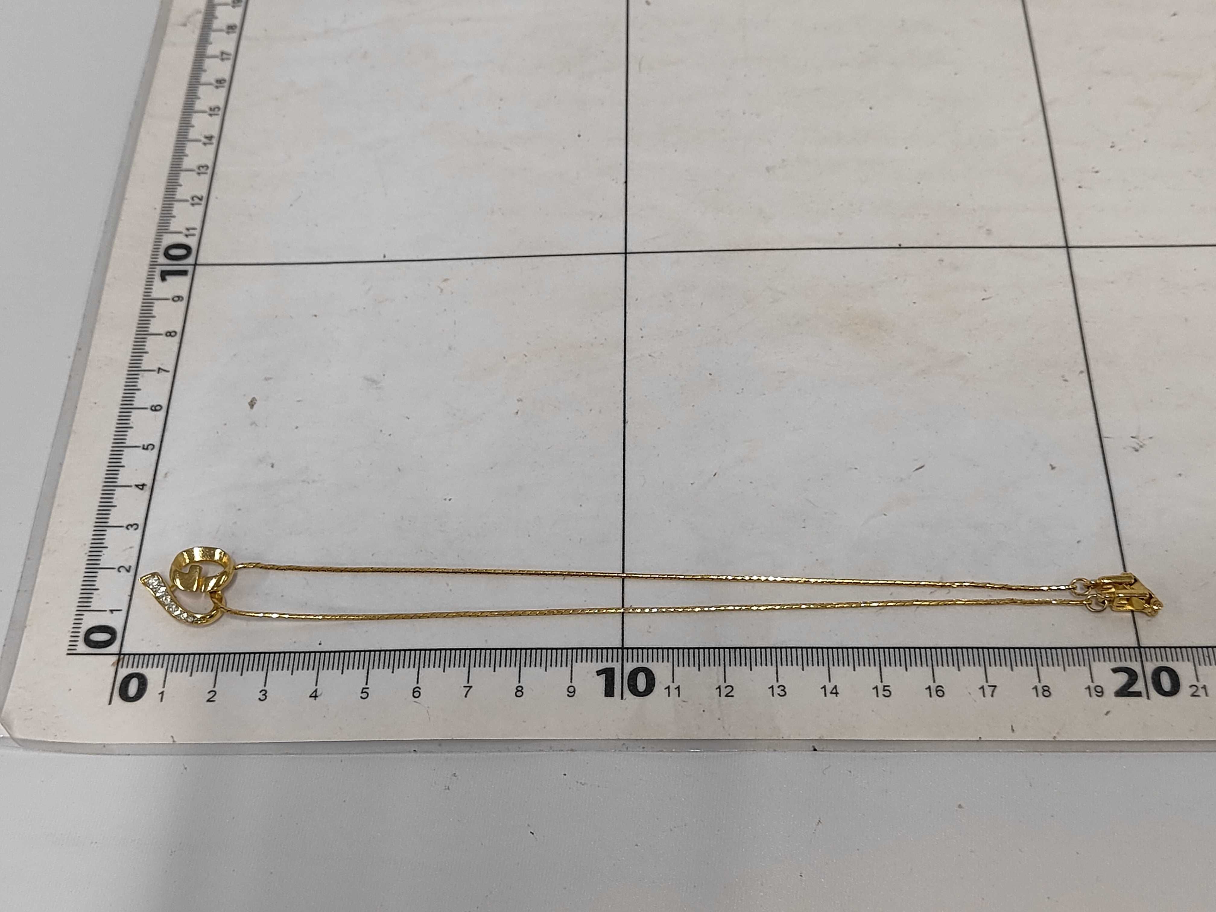 G-logo heart ribbon rhinestone gold necklace — view 7