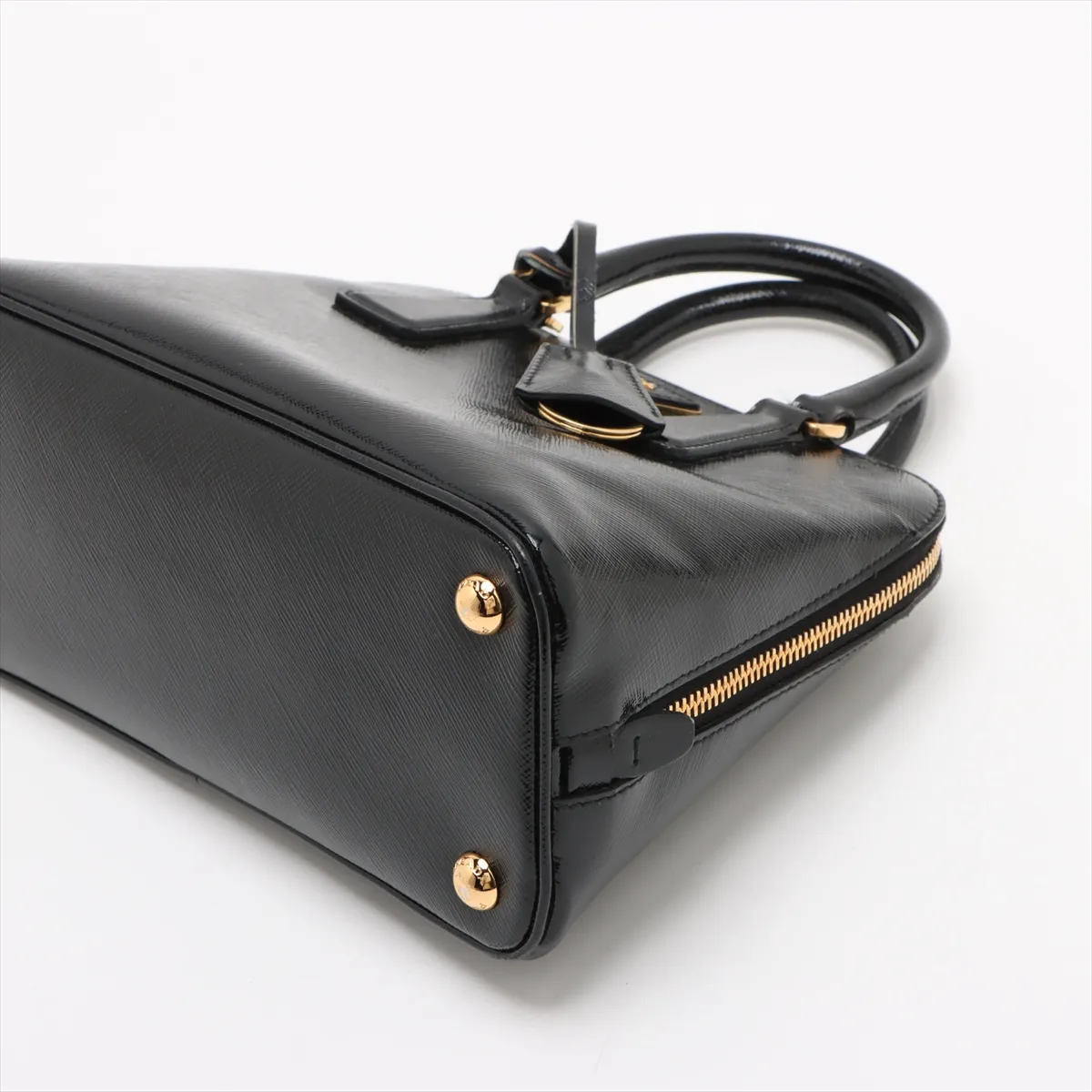 patent leather 2WAY handbag black — view 3