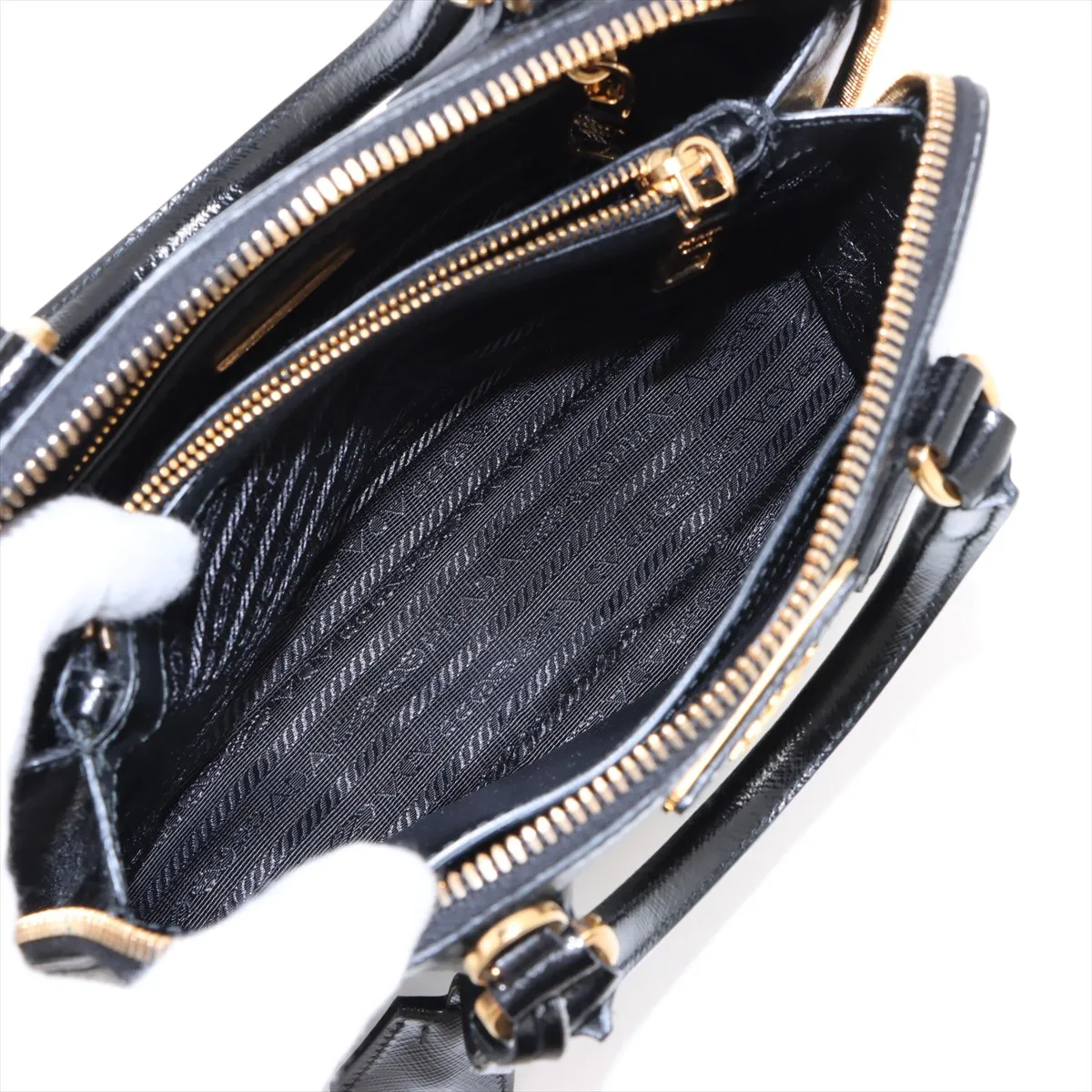 patent leather 2WAY handbag black — view 9
