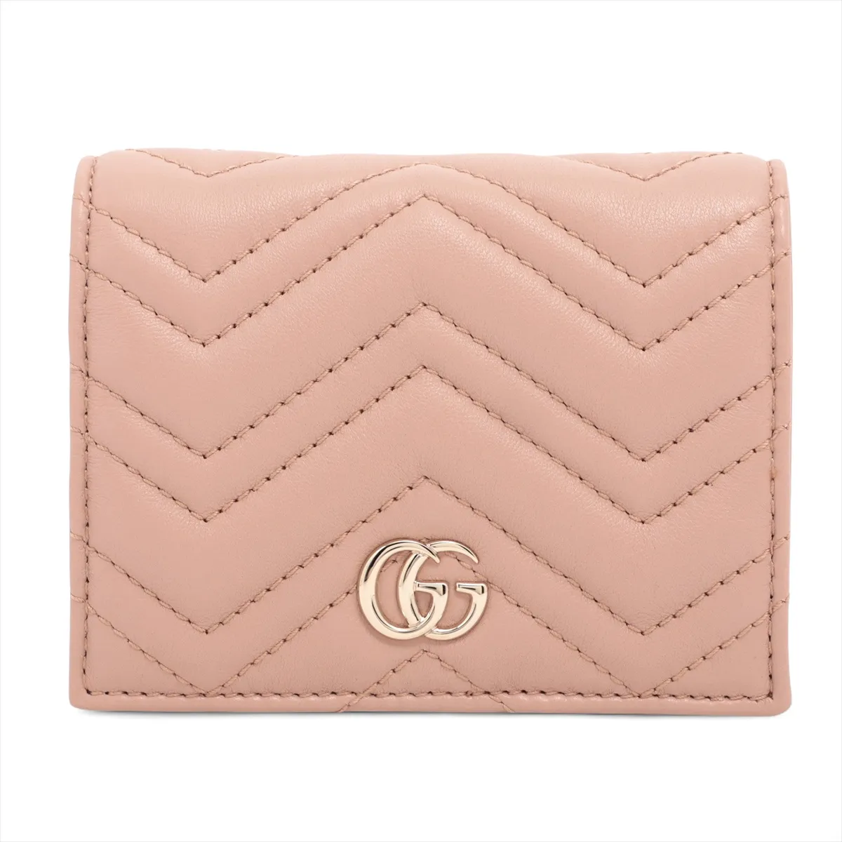 Double G 466492 Leather Compact Wallet Beige