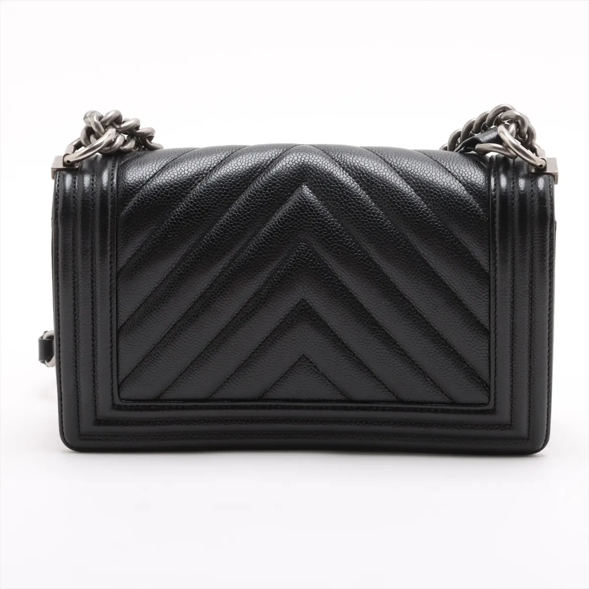 Boy Chanel 25 caviar skin chain shoulder bag chevron V stitch black gunmetal hardware 29073938 29th series A67086 — view 2