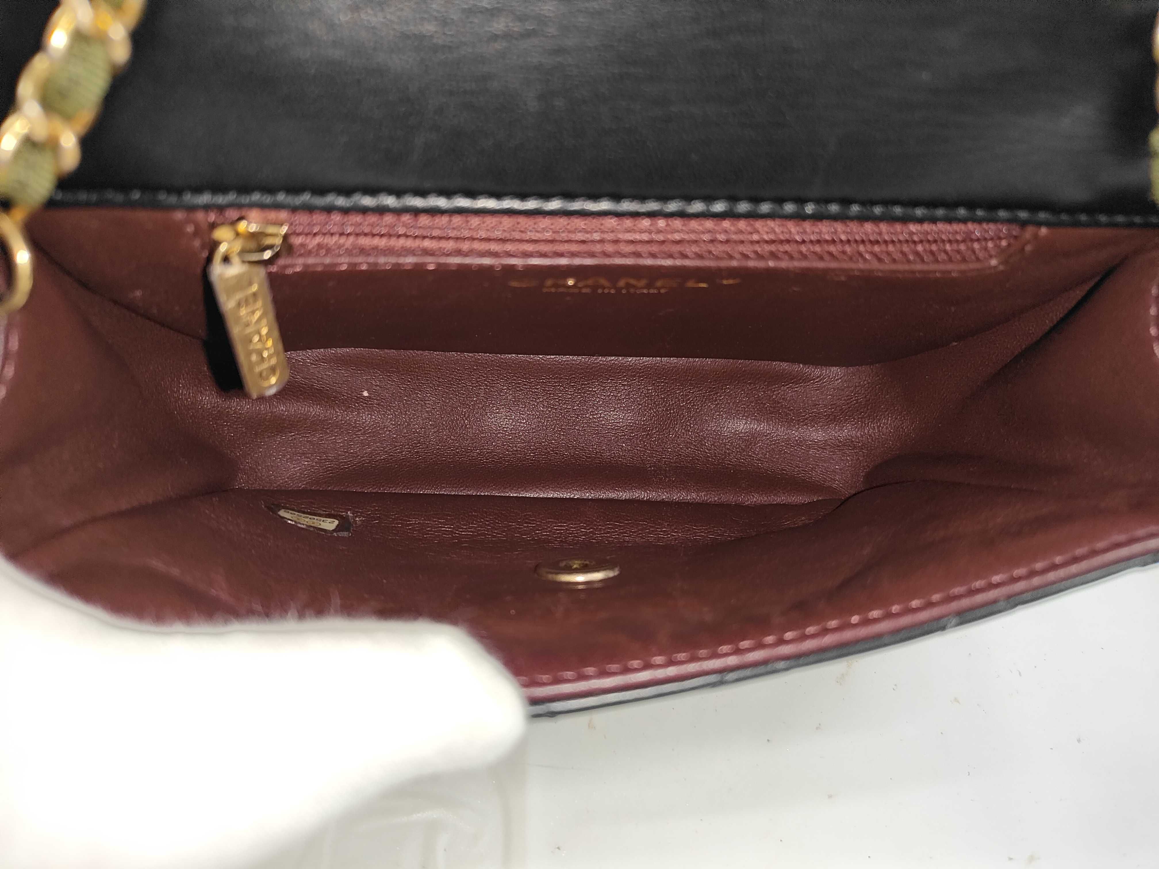 Matelassé Chain Shoulder Bag, Black x Khaki Lambskin, Bicolor, Gold Hardware. — view 6