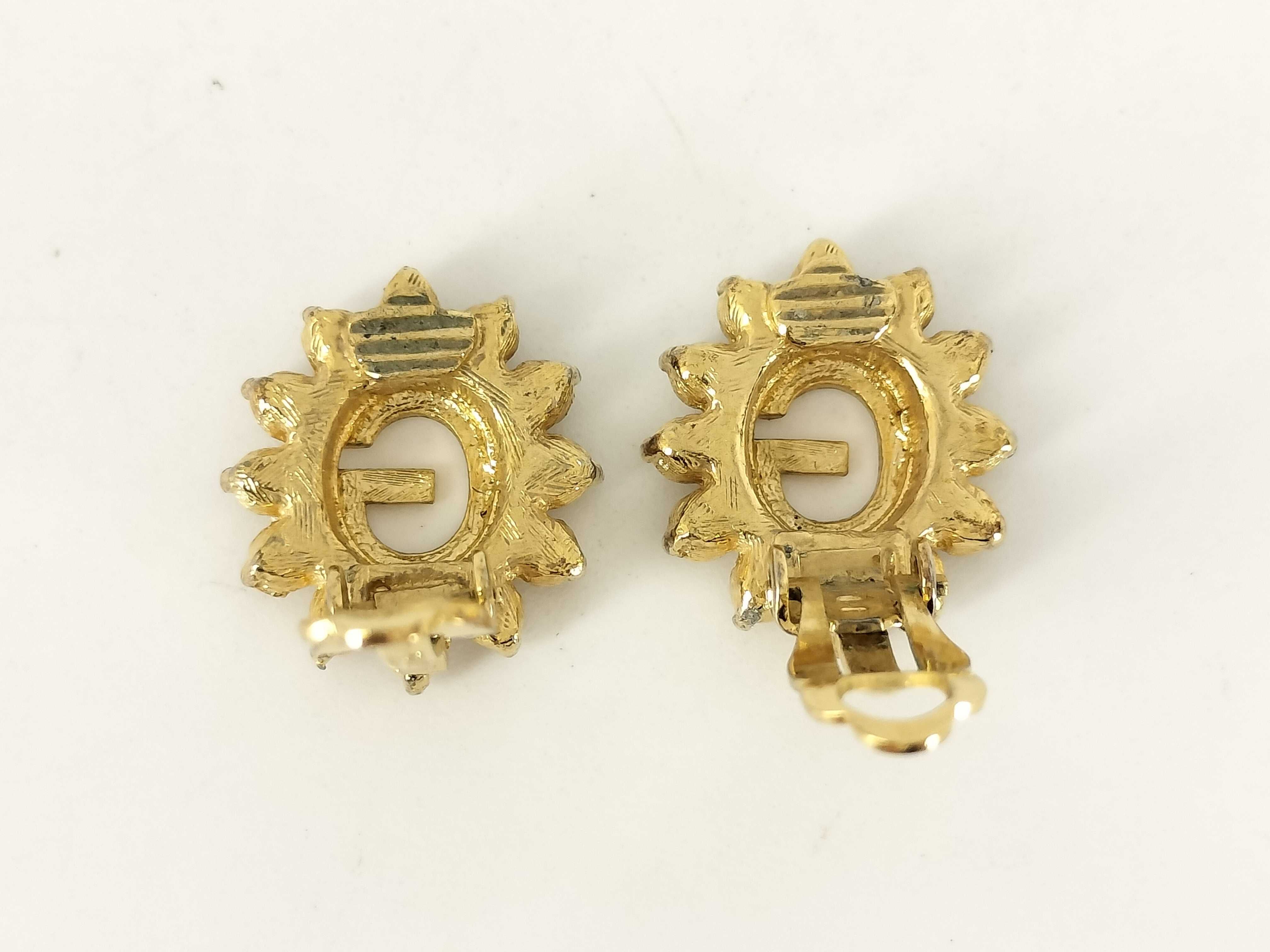 G-logo oval vintage rhinestone earrings — view 2