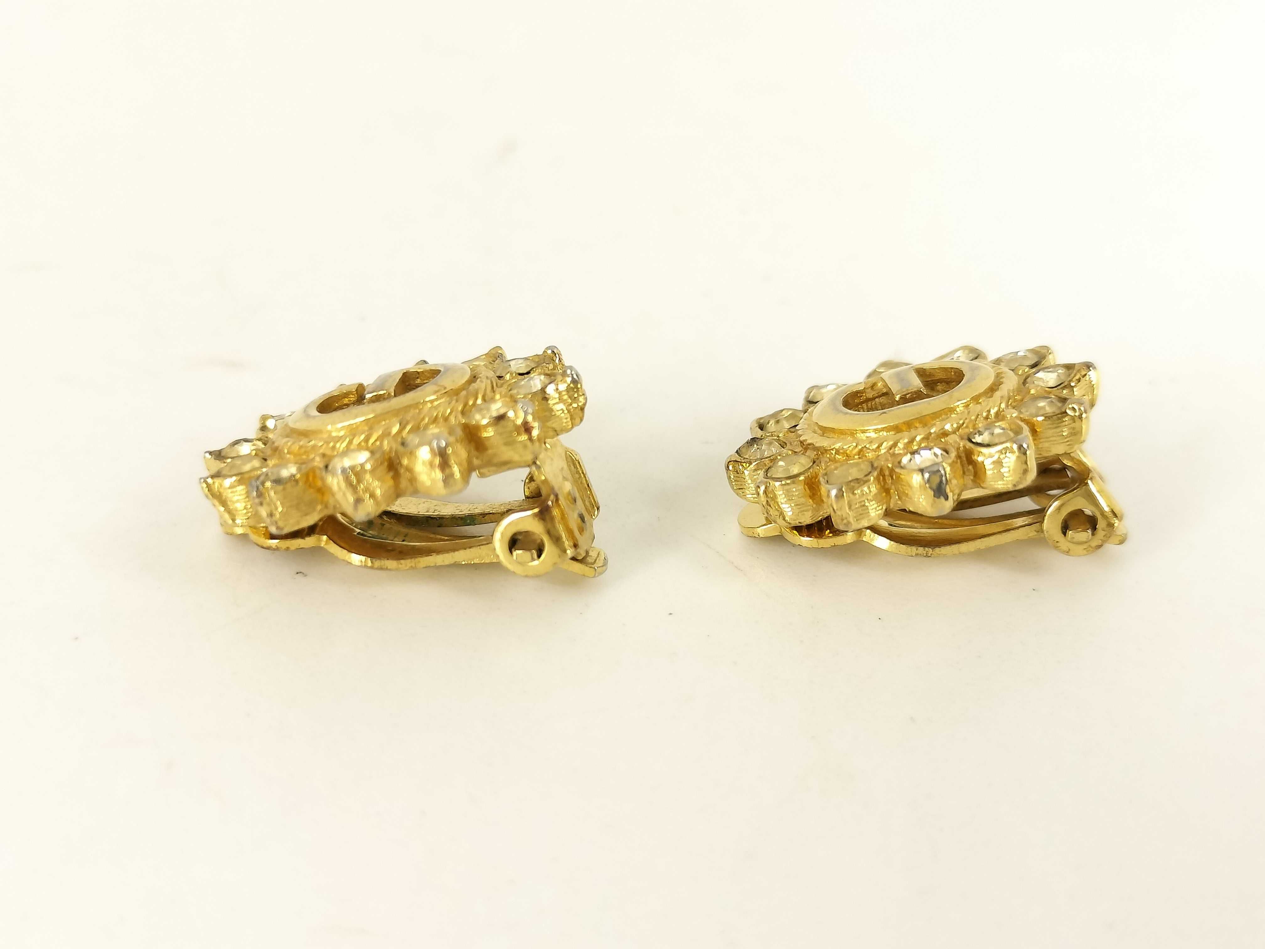 G-logo oval vintage rhinestone earrings — view 4