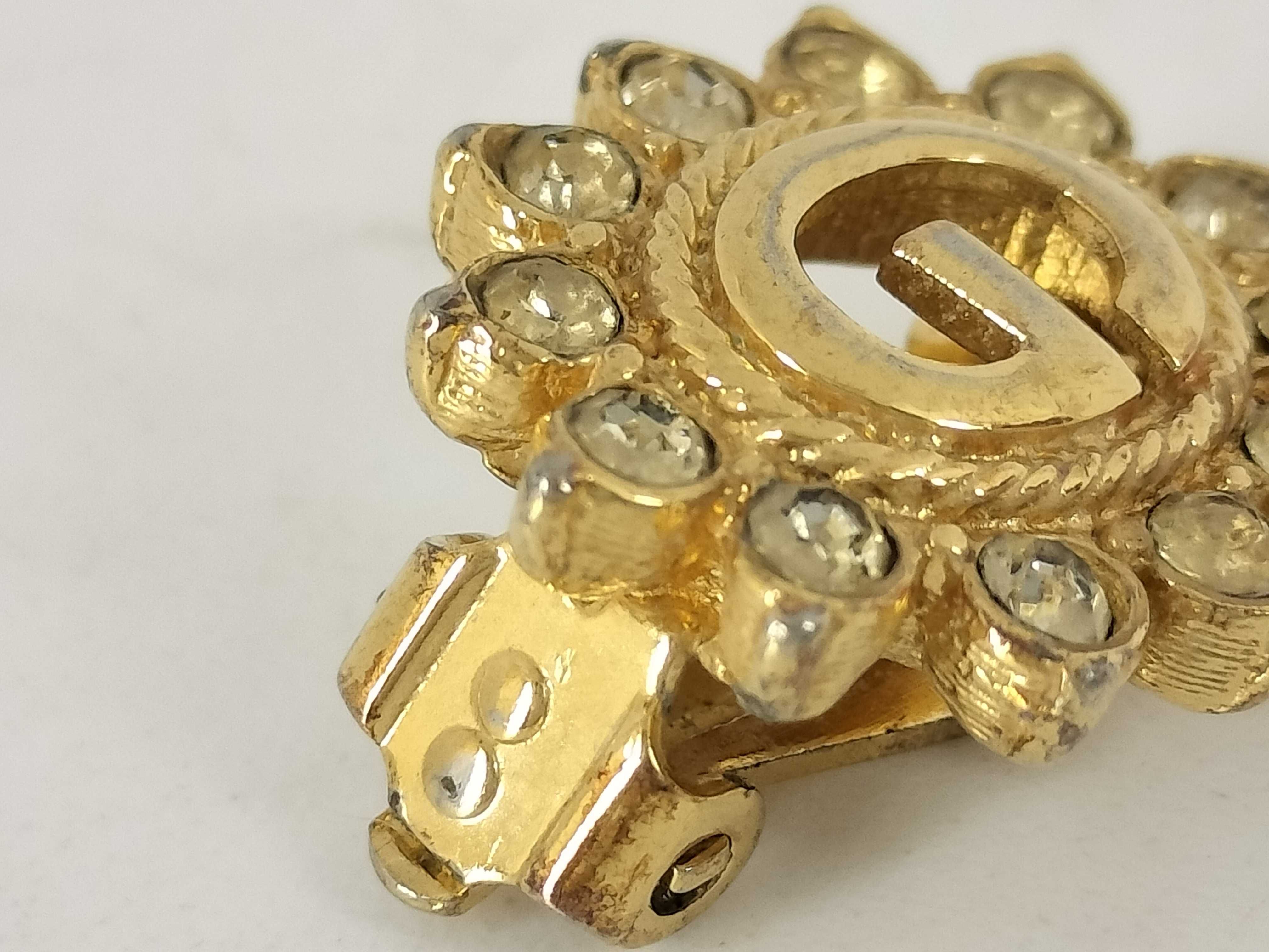 G-logo oval vintage rhinestone earrings — view 8