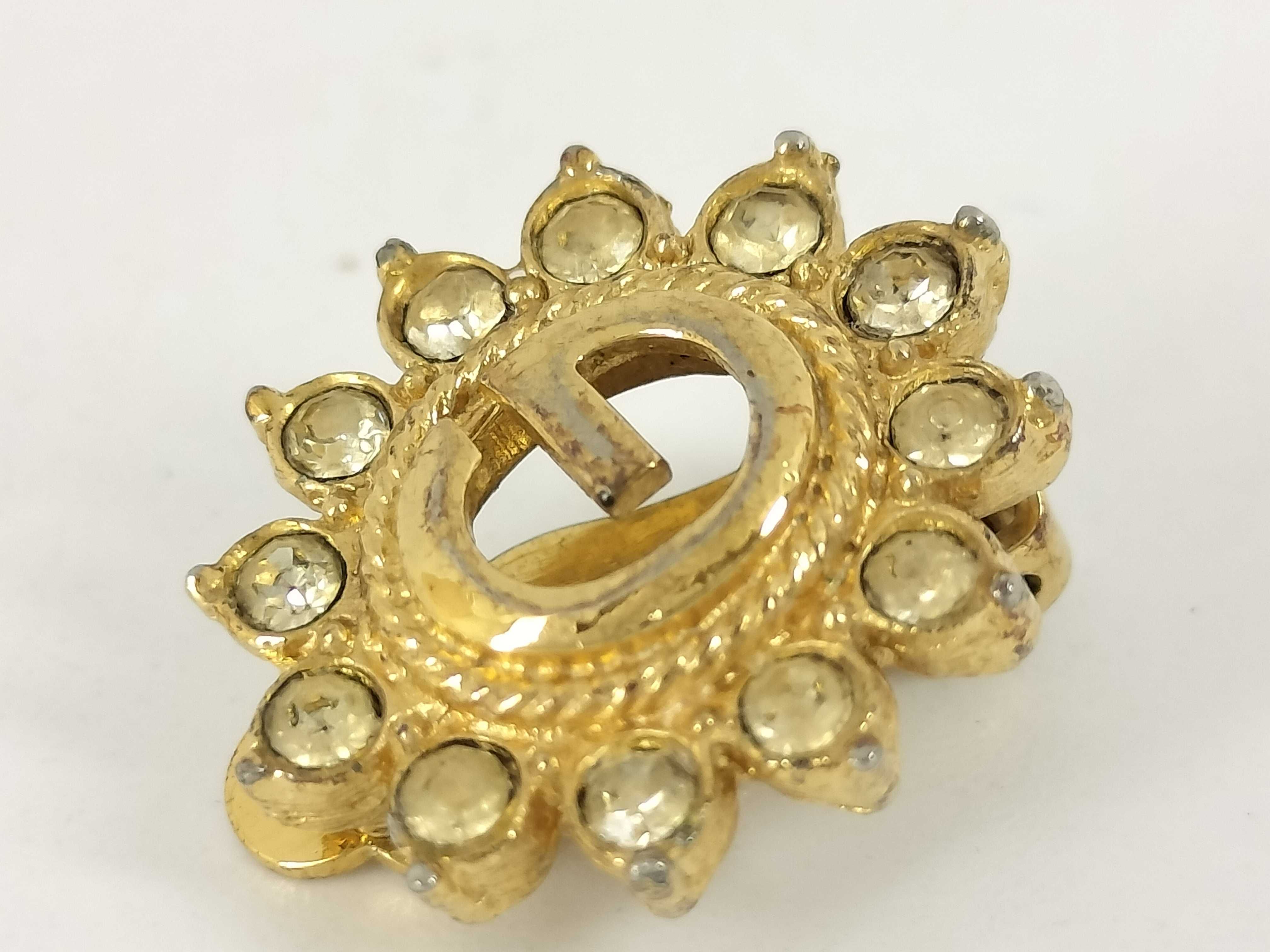 G-logo oval vintage rhinestone earrings — view 10