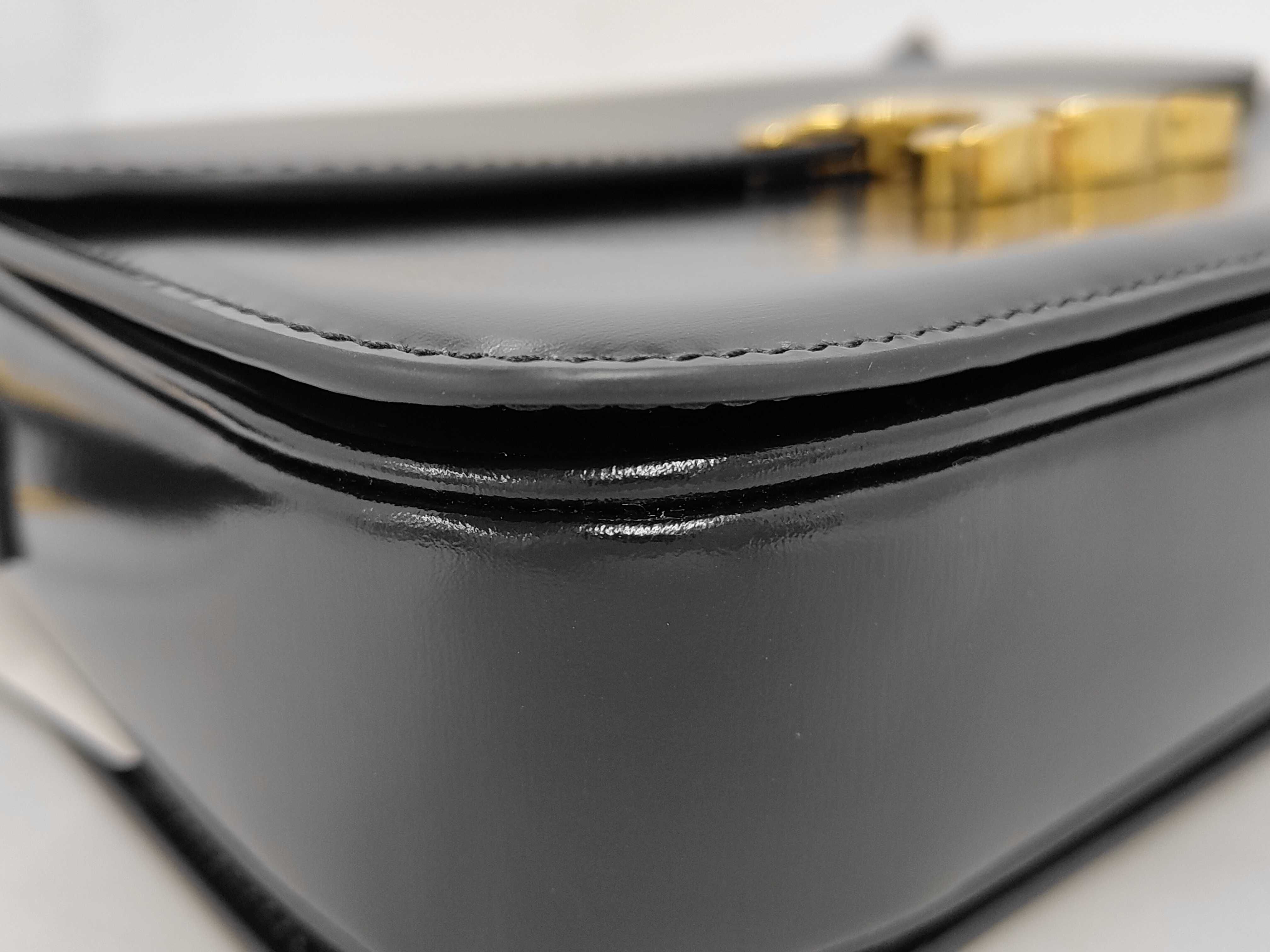 Classic Triomphe Shoulder Bag, Calfskin, Black, Gold Hardware — view 6