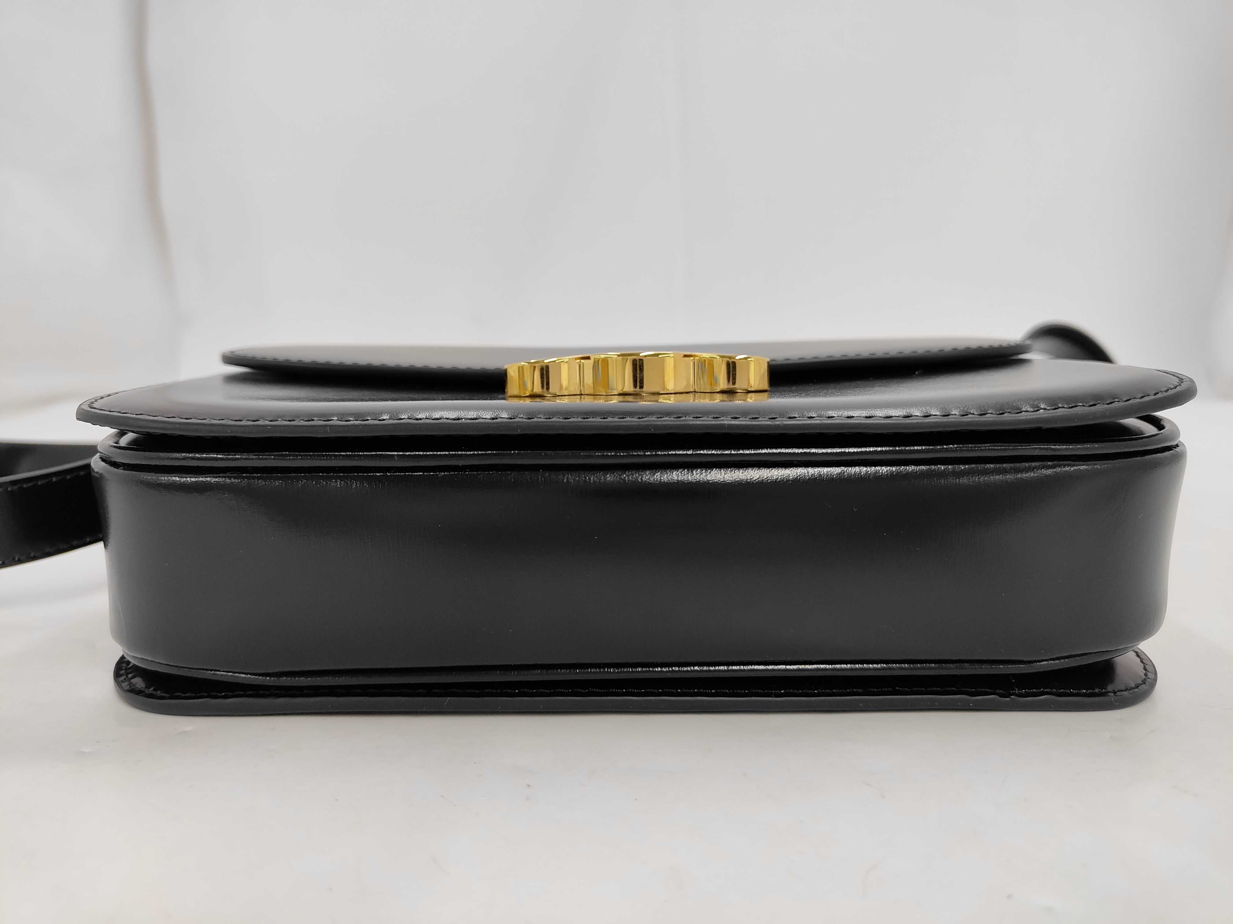 Classic Triomphe Shoulder Bag, Calfskin, Black, Gold Hardware — view 7
