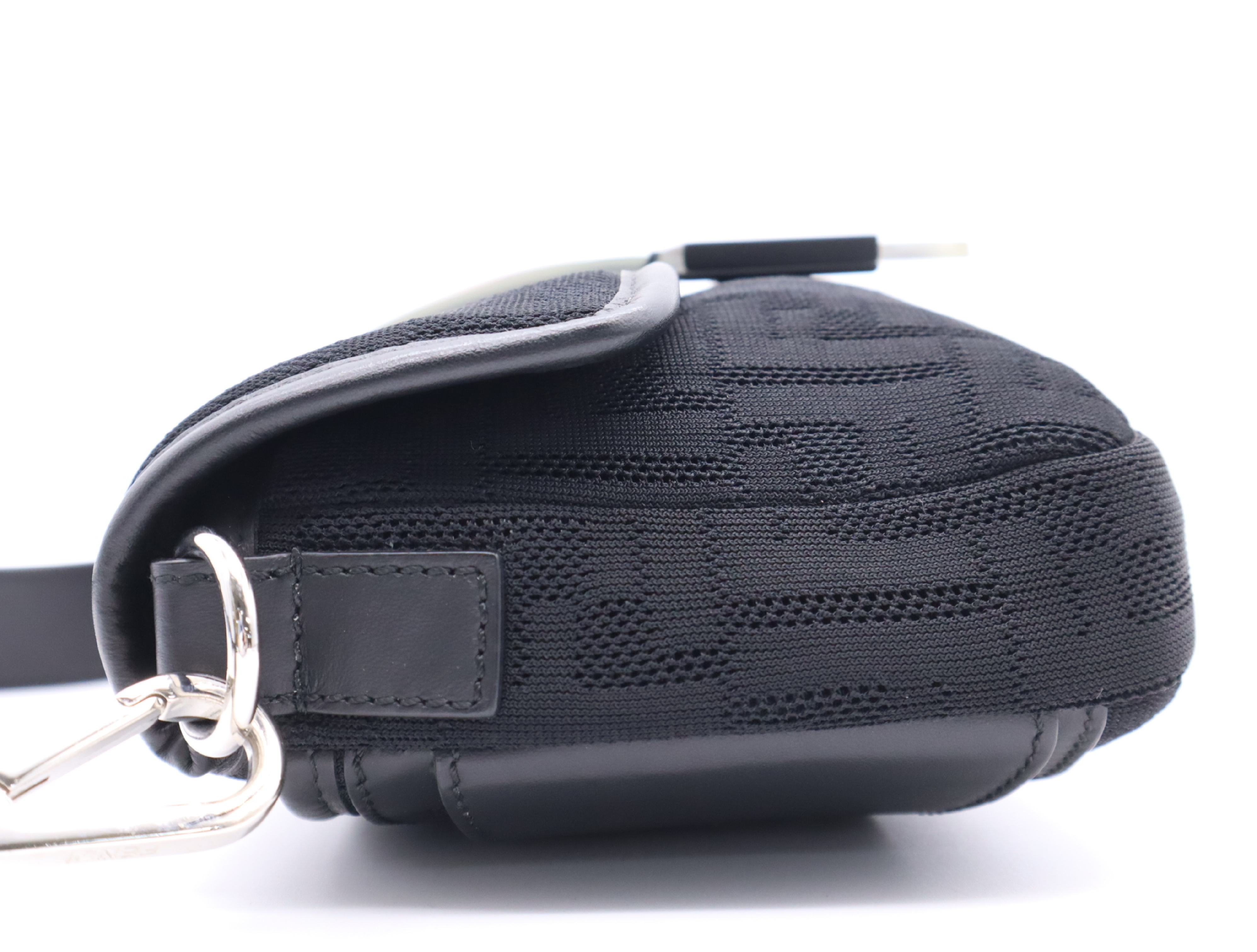 Mesh Mamma Bucket Black Shoulder Bag with Silver Hardware and Shoulder Strap — view 3