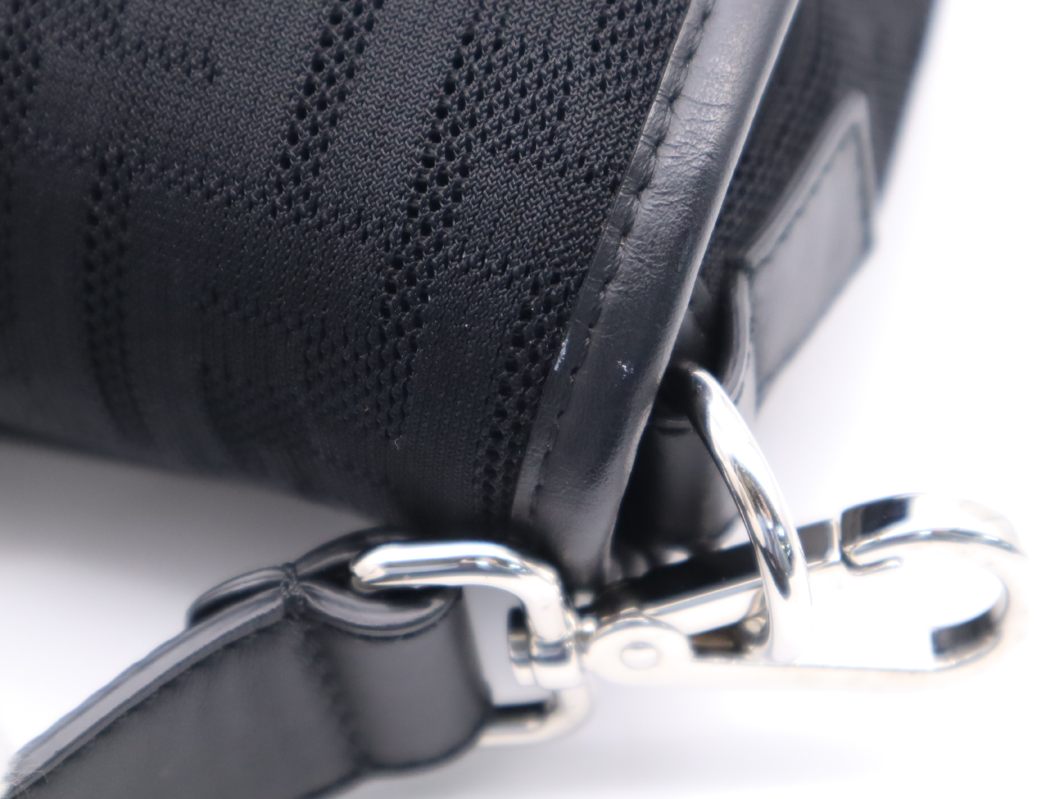 Mesh Mamma Bucket Black Shoulder Bag with Silver Hardware and Shoulder Strap — view 9