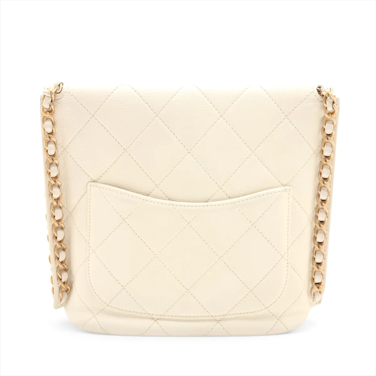 Matelassé Leather Chain Shoulder Bag, White with Gold Hardware, 31358313, Serial Number 31 — view 2