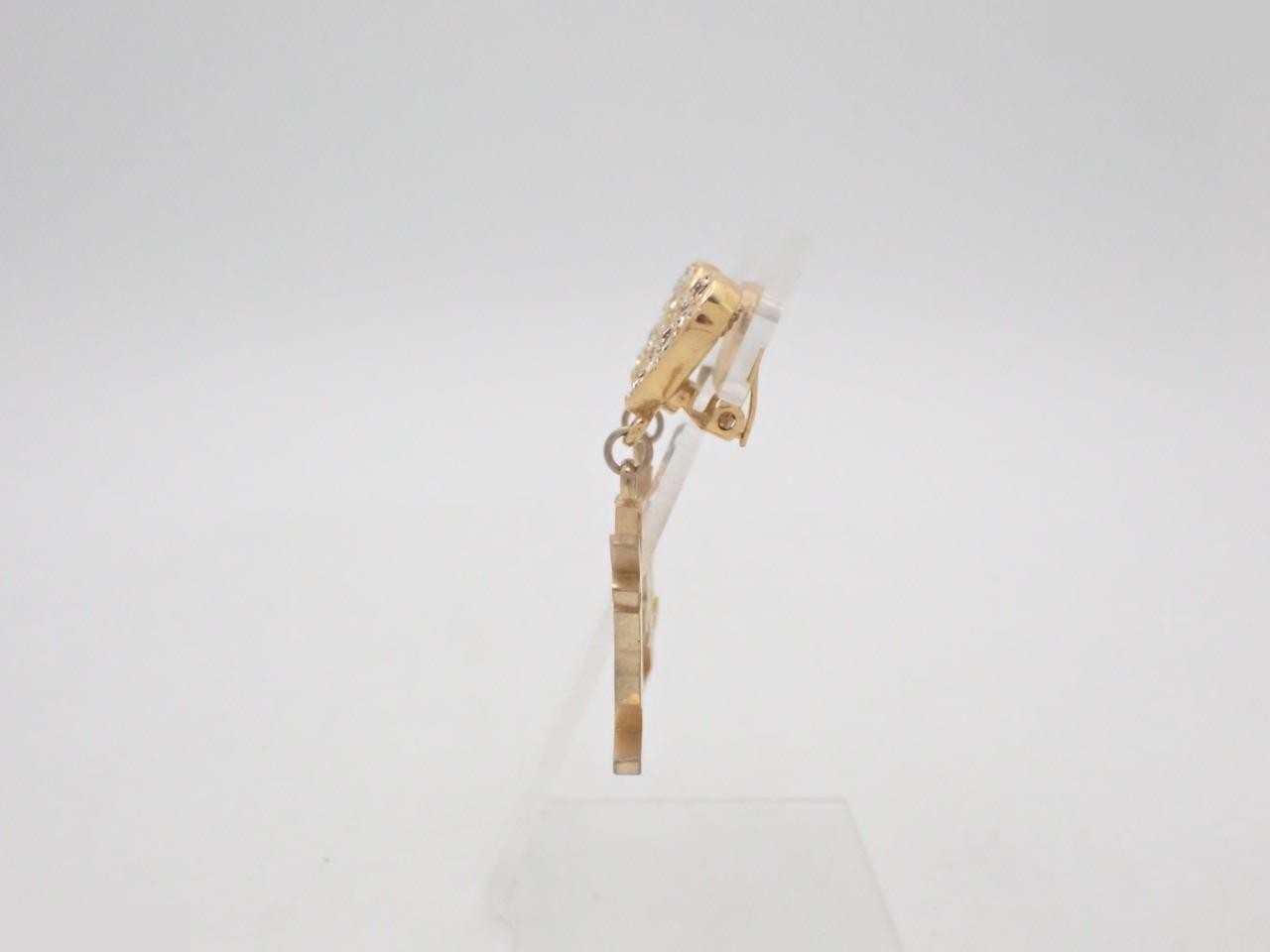 Heart, rhinestone, other lines, precious metal earrings — view 3
