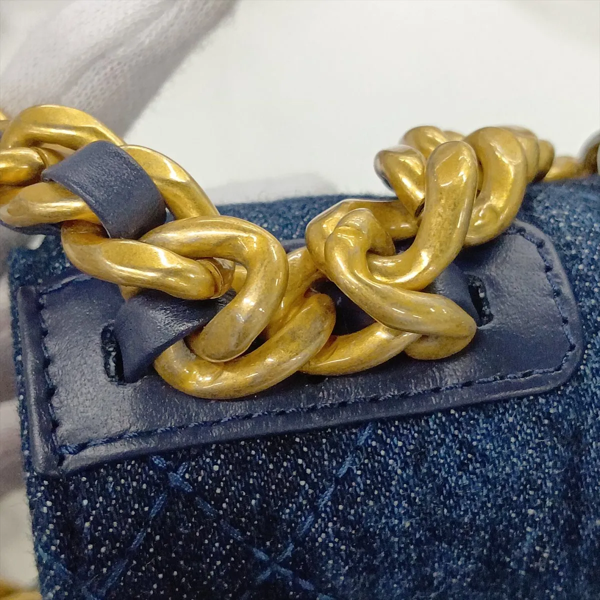 19 Denim Chain Wallet Blue Gold x Silver Hardware U88P0HGH Random Serial Number — view 14