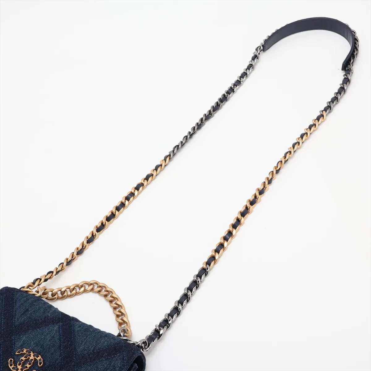19 Denim Chain Wallet Blue Gold x Silver Hardware U88P0HGH Random Serial Number — view 5