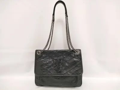 ID- Paris Niki Leather Chain Shoulder Bag Black 498894 Shoulder Bag