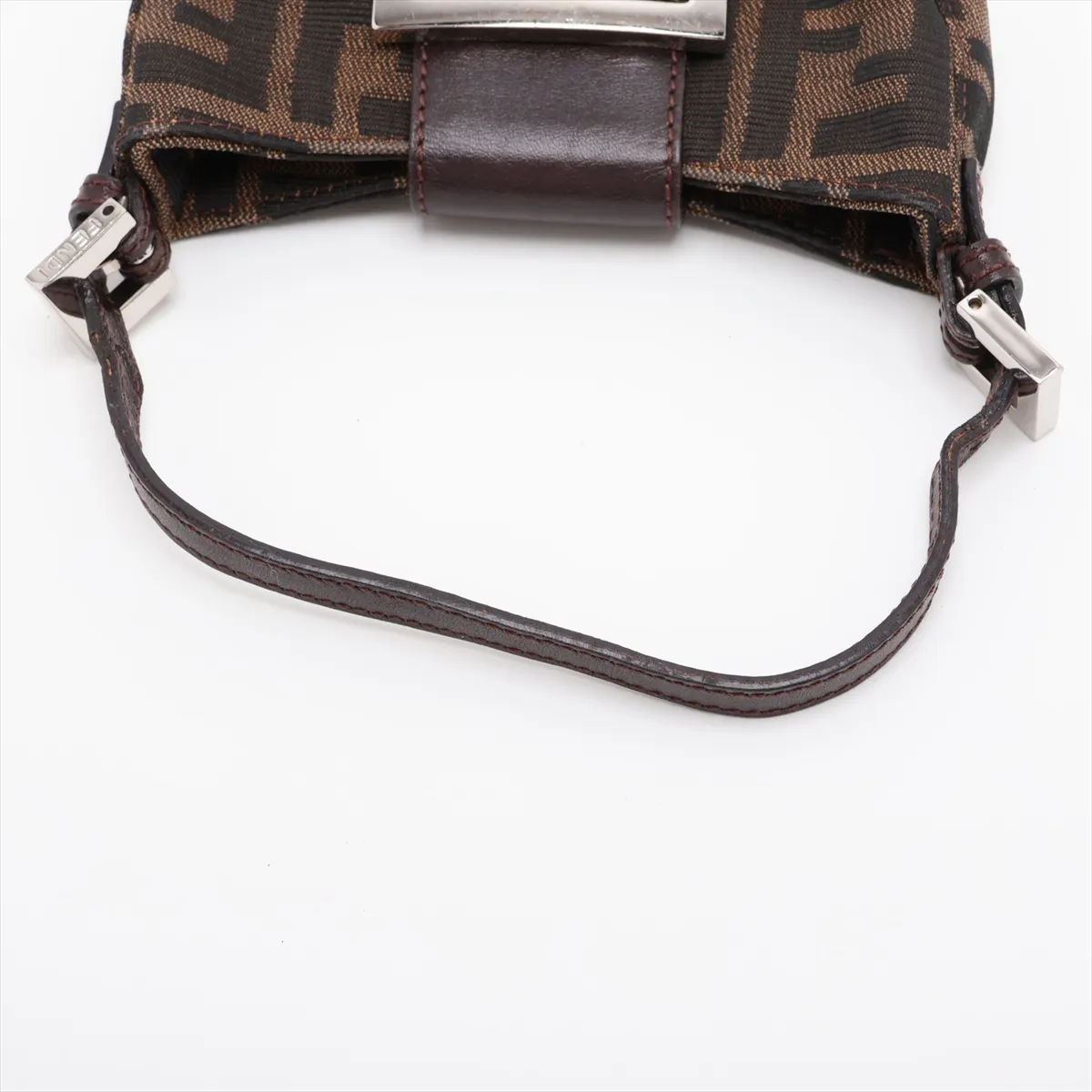 Zucca Mini Croissant Canvas x Leather Handbag, Brown — view 5