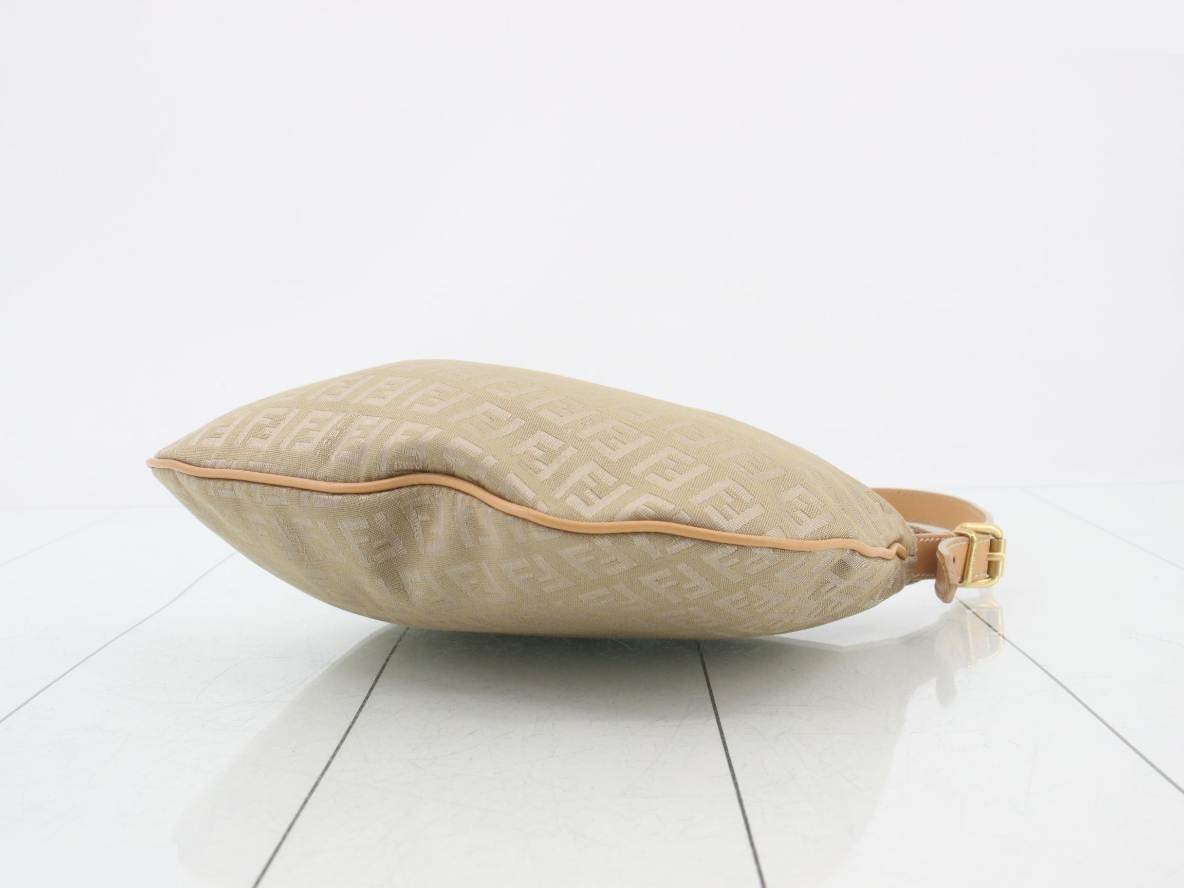 Zucchino Shoulder Bag, Canvas/Leather, Beige — view 6