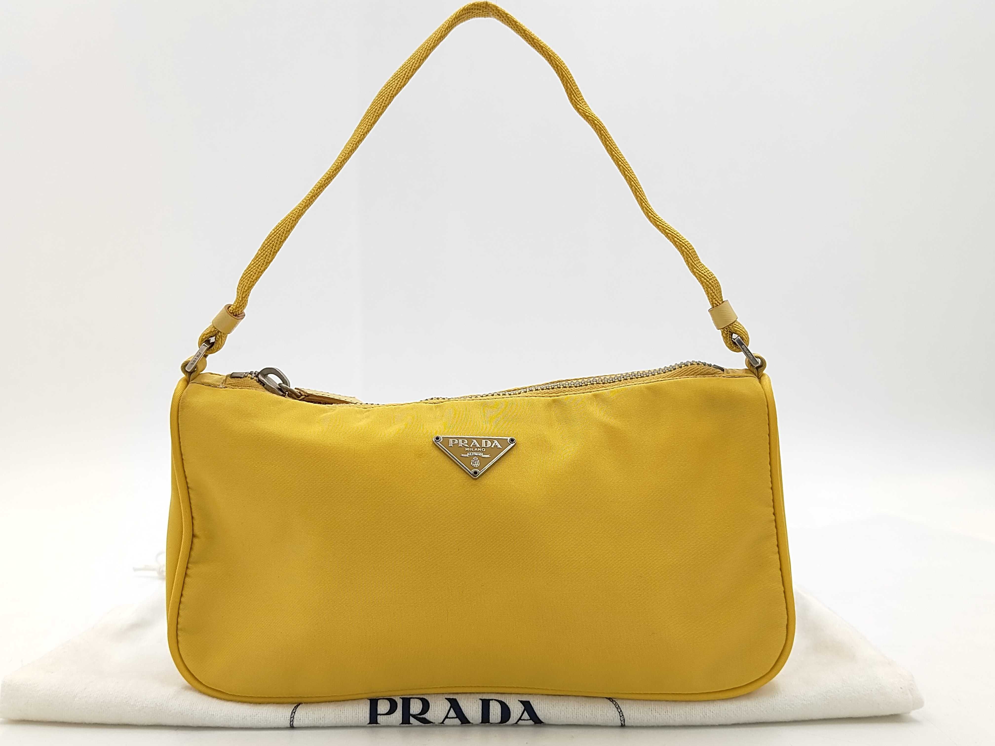 Sport Prada MV632 Accessory Pouch Mini Handbag Triangle Logo Tessuto Sport SOLE (Yellow) Pouch