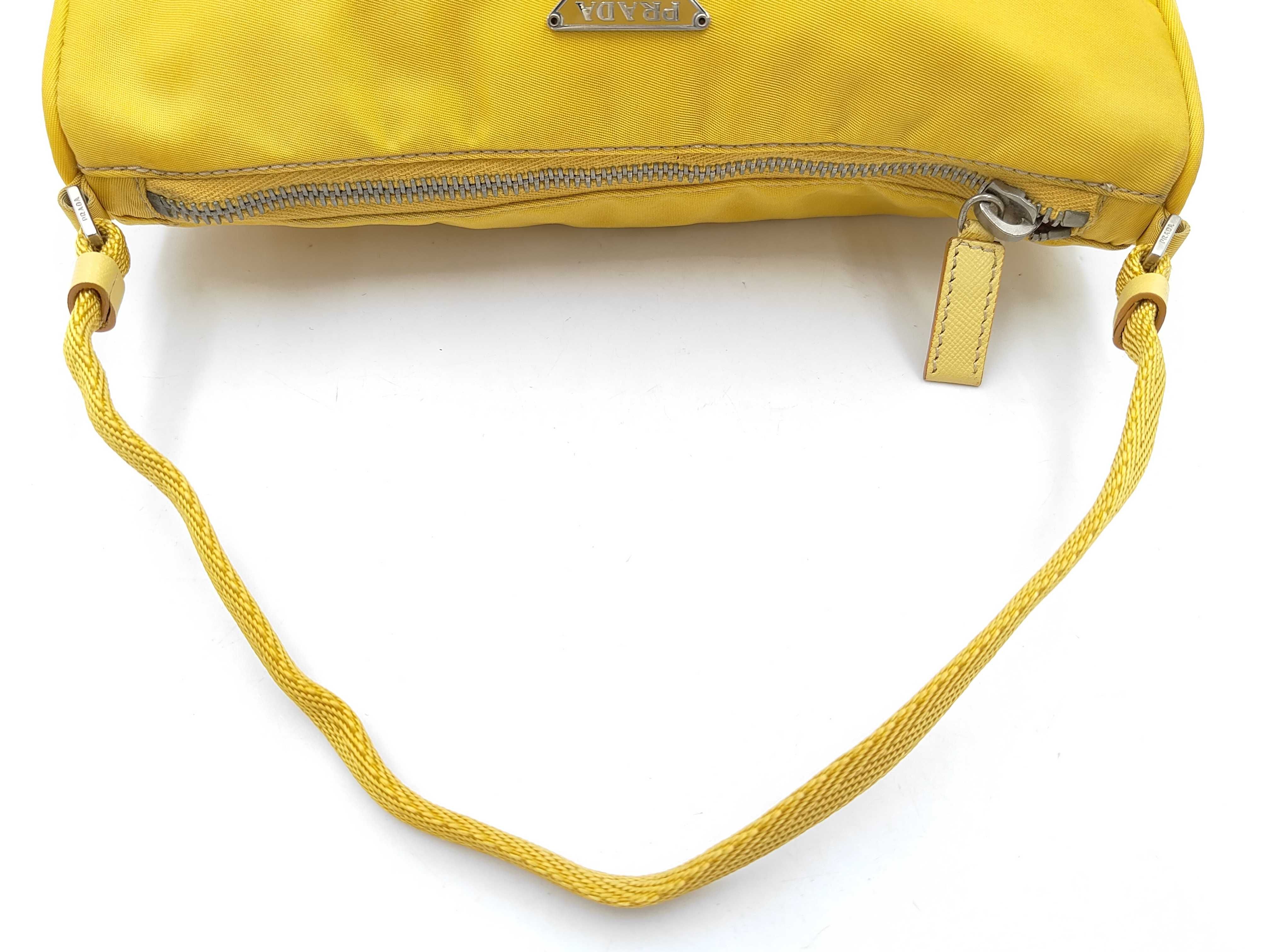 Sport Prada MV632 Accessory Pouch Mini Handbag Triangle Logo Tessuto Sport SOLE (Yellow) Pouch — view 3