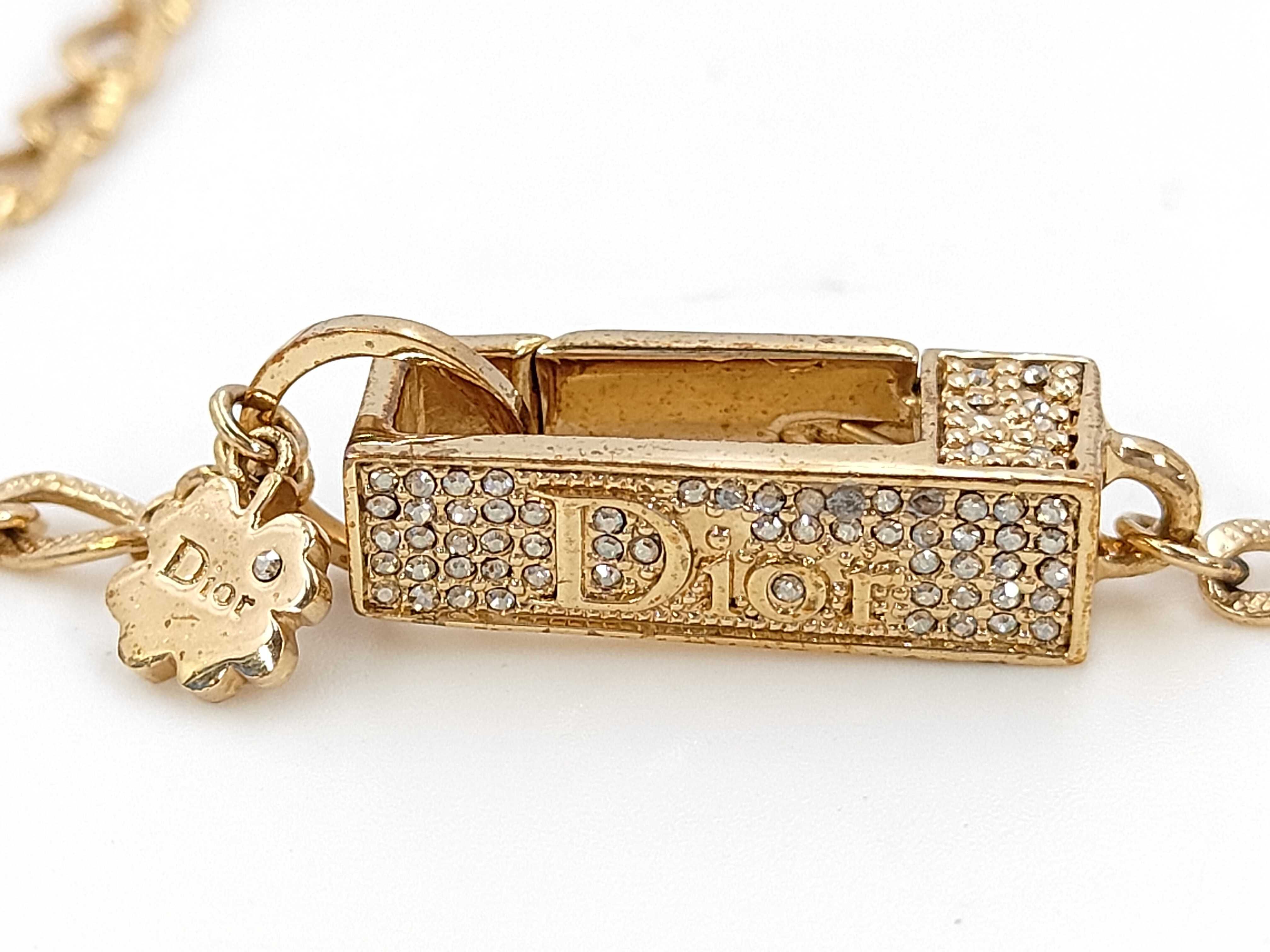 Rhinestone Costume Pearl Gold Necklace — view 4