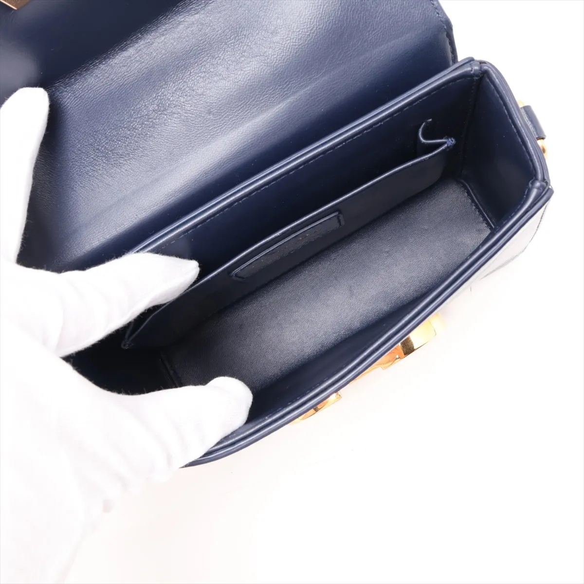 Montaigne 30 Leather Shoulder Bag, Navy — view 6