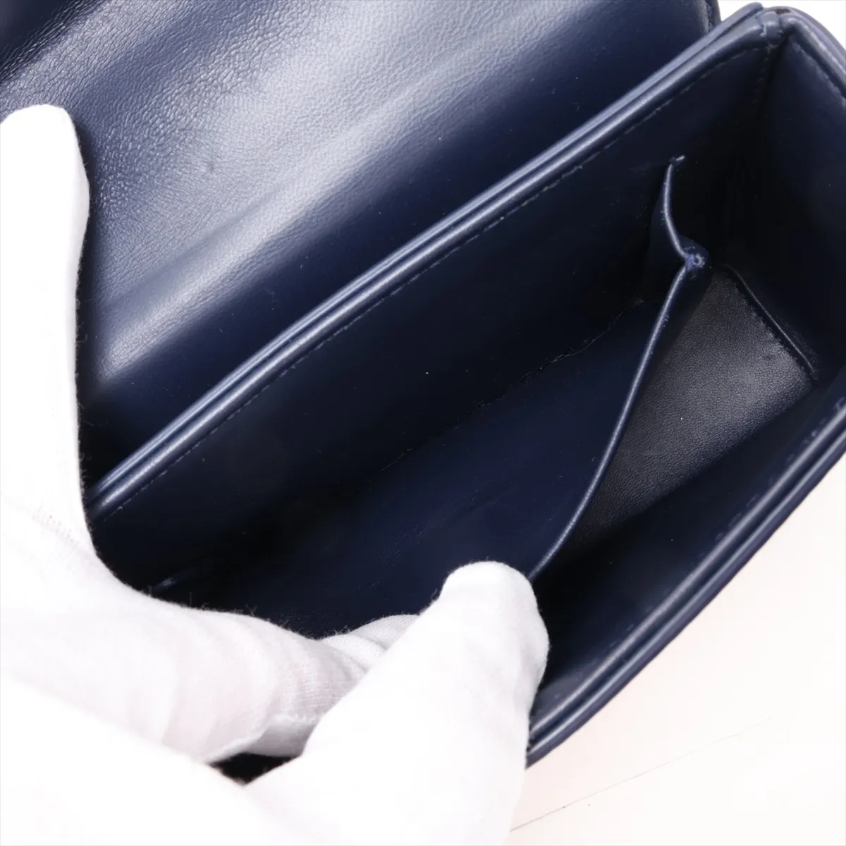 Montaigne 30 Leather Shoulder Bag, Navy — view 7