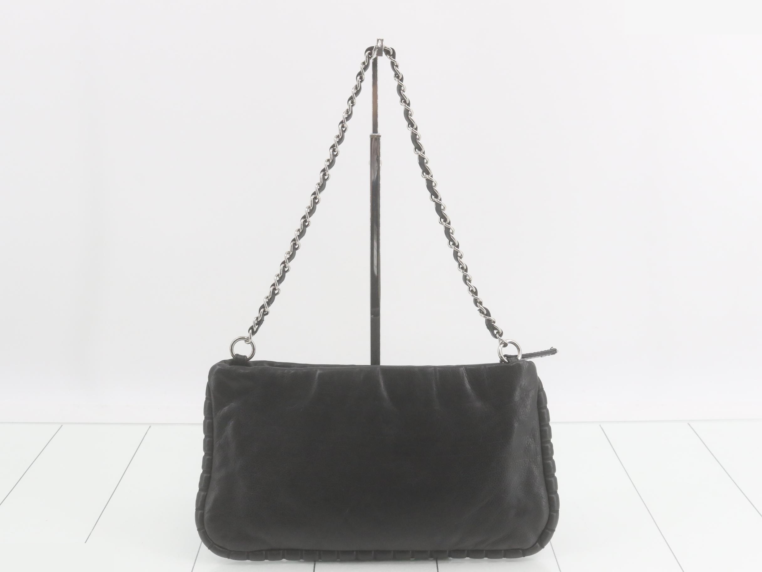 DecaCoco Chain Shoulder Bag, Lambskin, Black — view 2