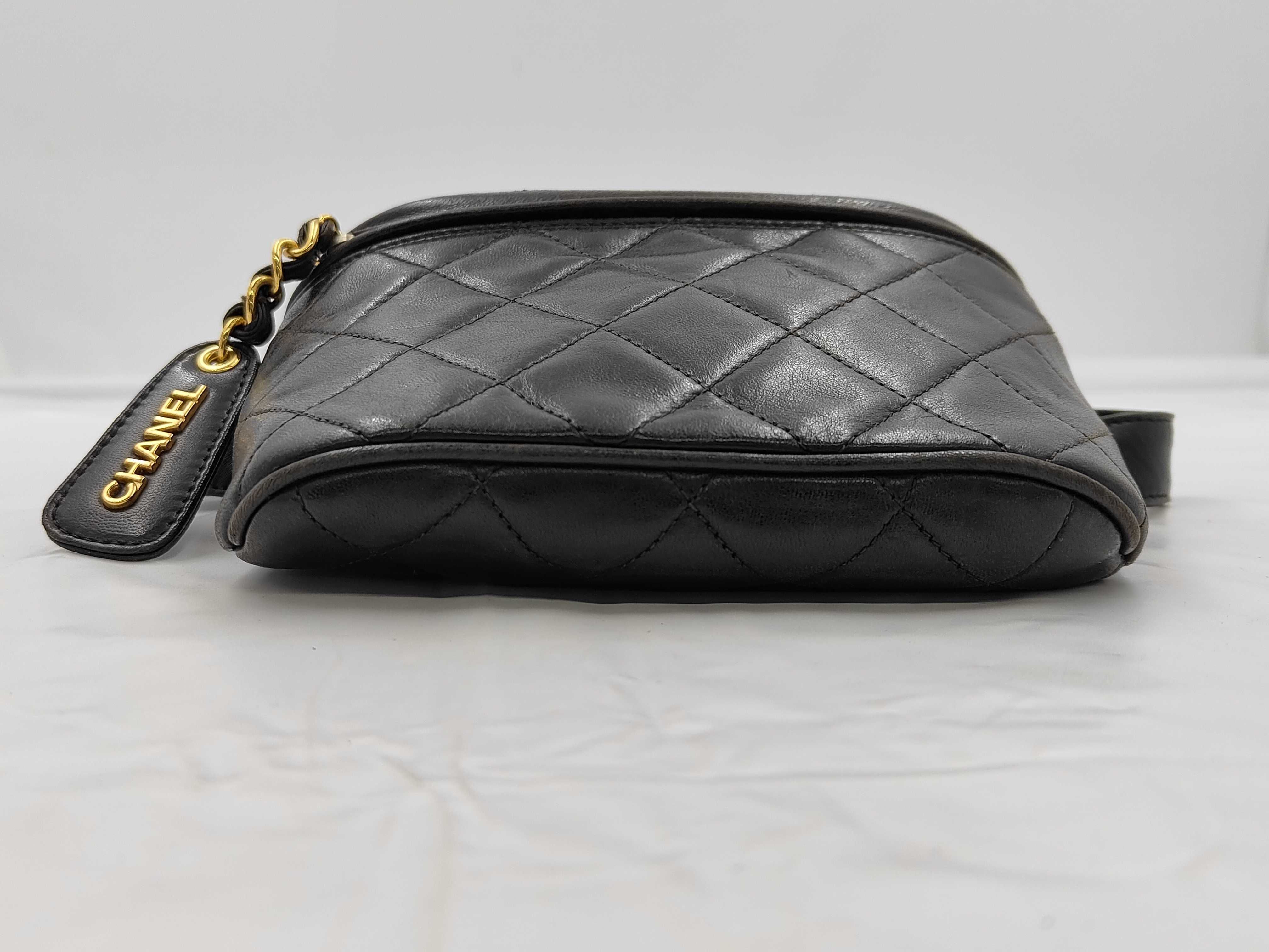 Matelassé Waist Bag, Lambskin, Gold Hardware, Black, 3825540 — view 8