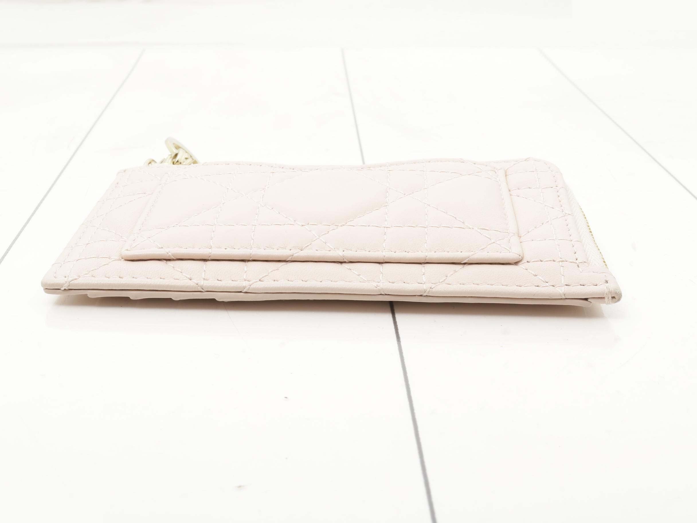 Lady Dior Coin Card Case, Pink — view 3