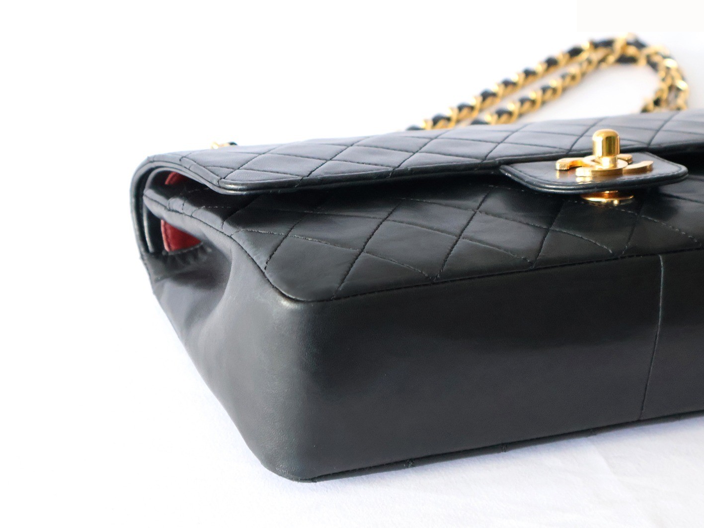 Matelassé 25 Lambskin Double Flap Double Chain Shoulder Bag, Black — view 3