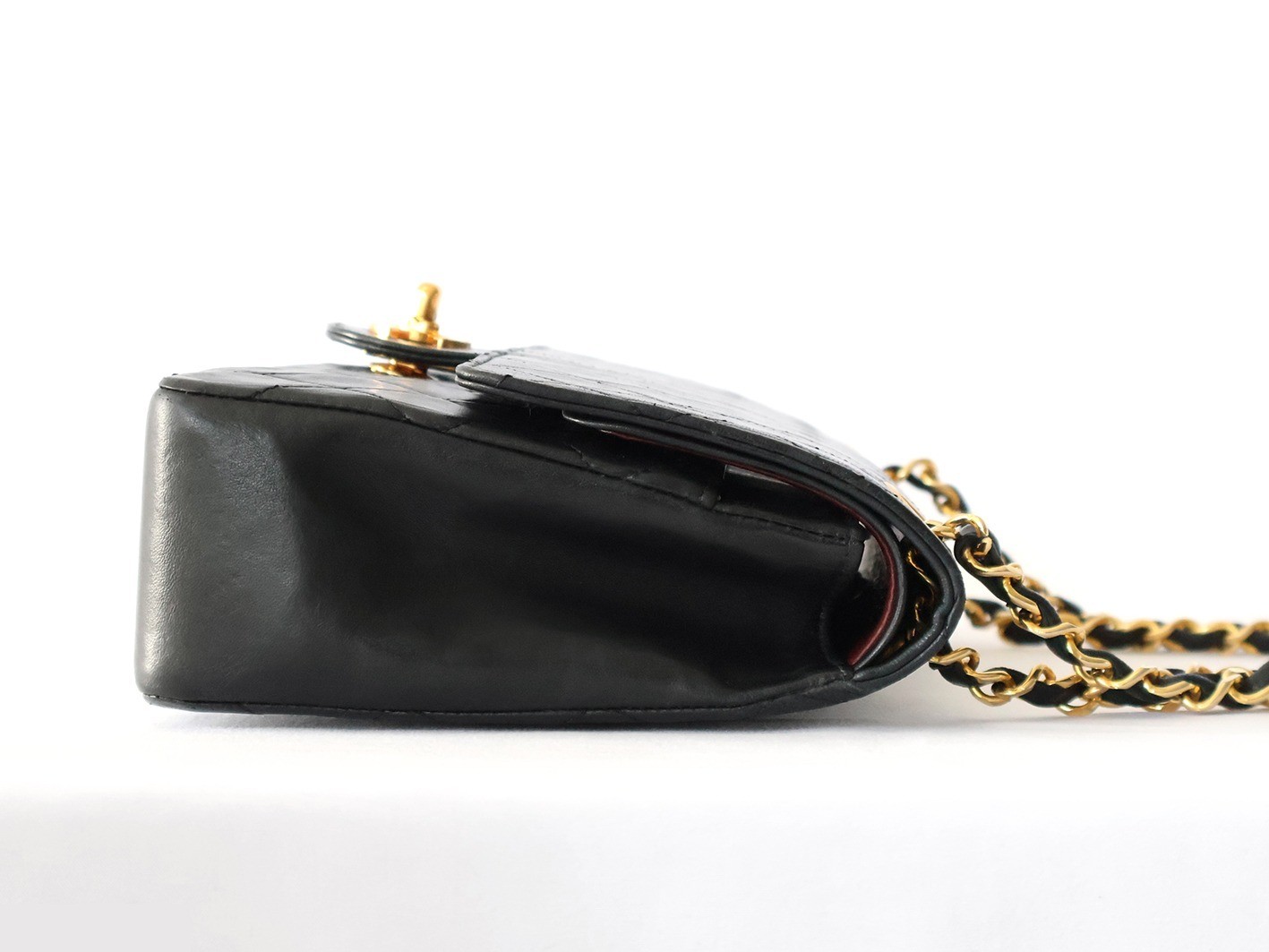 Matelassé 25 Lambskin Double Flap Double Chain Shoulder Bag, Black — view 7