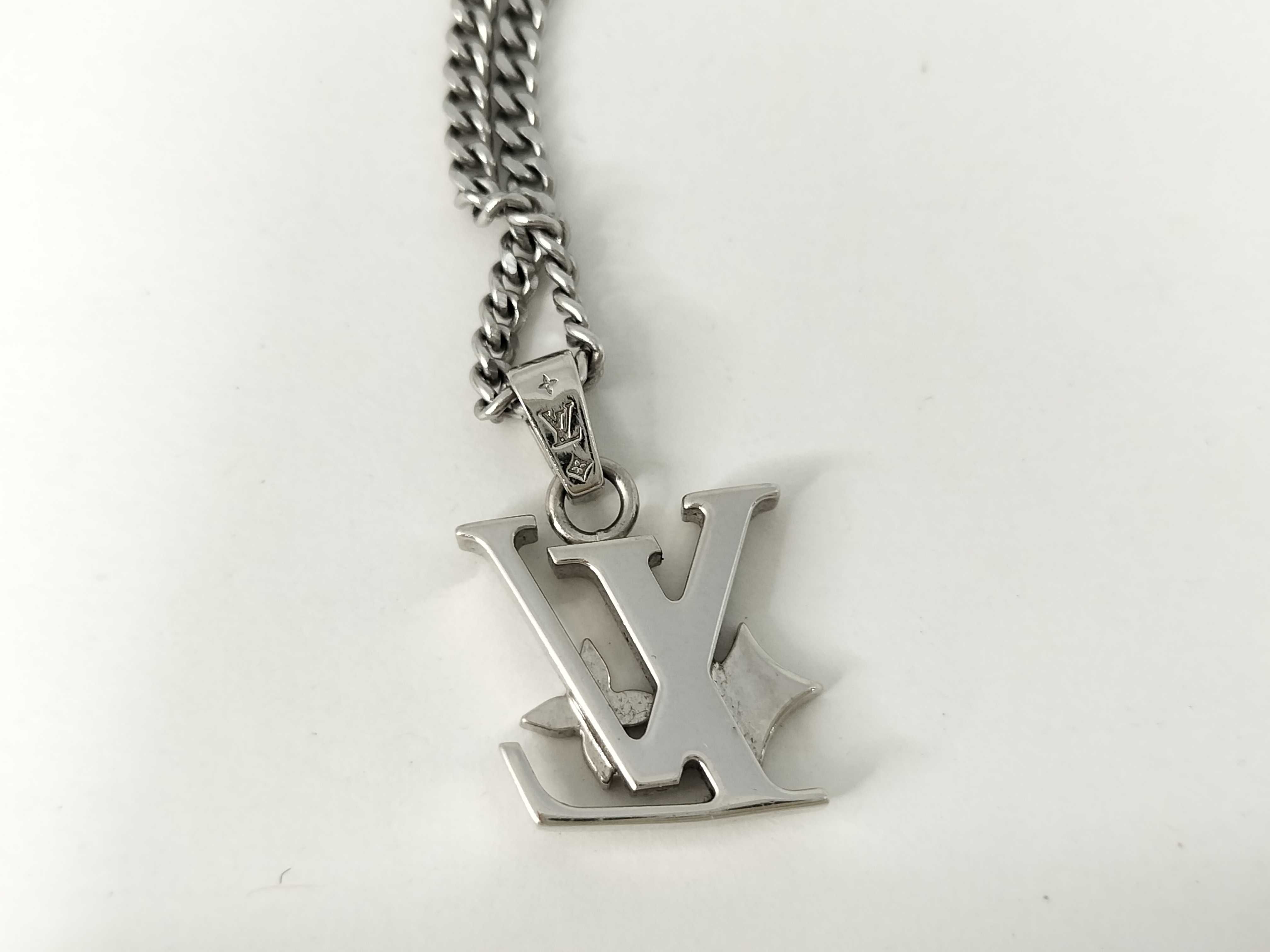 Monogram Raw Silver Necklace — view 2