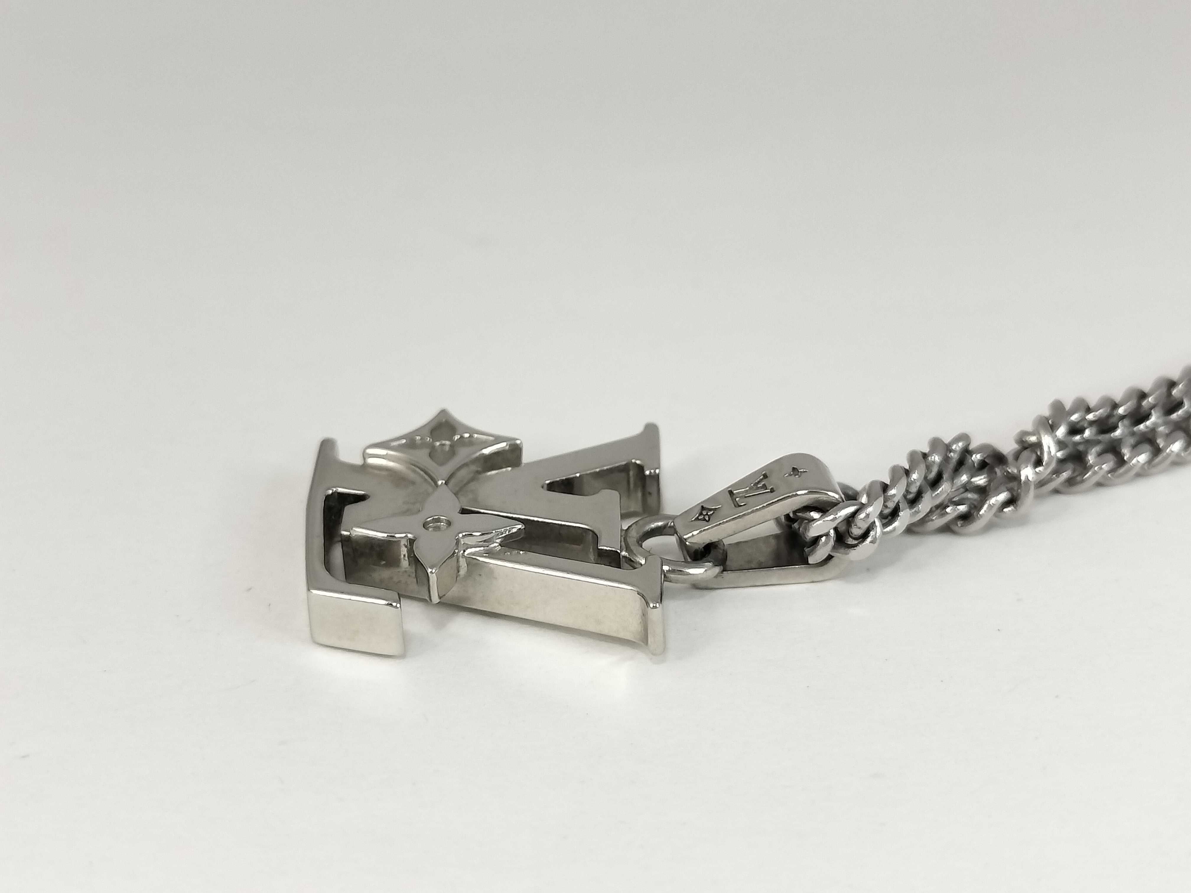 Monogram Raw Silver Necklace — view 3