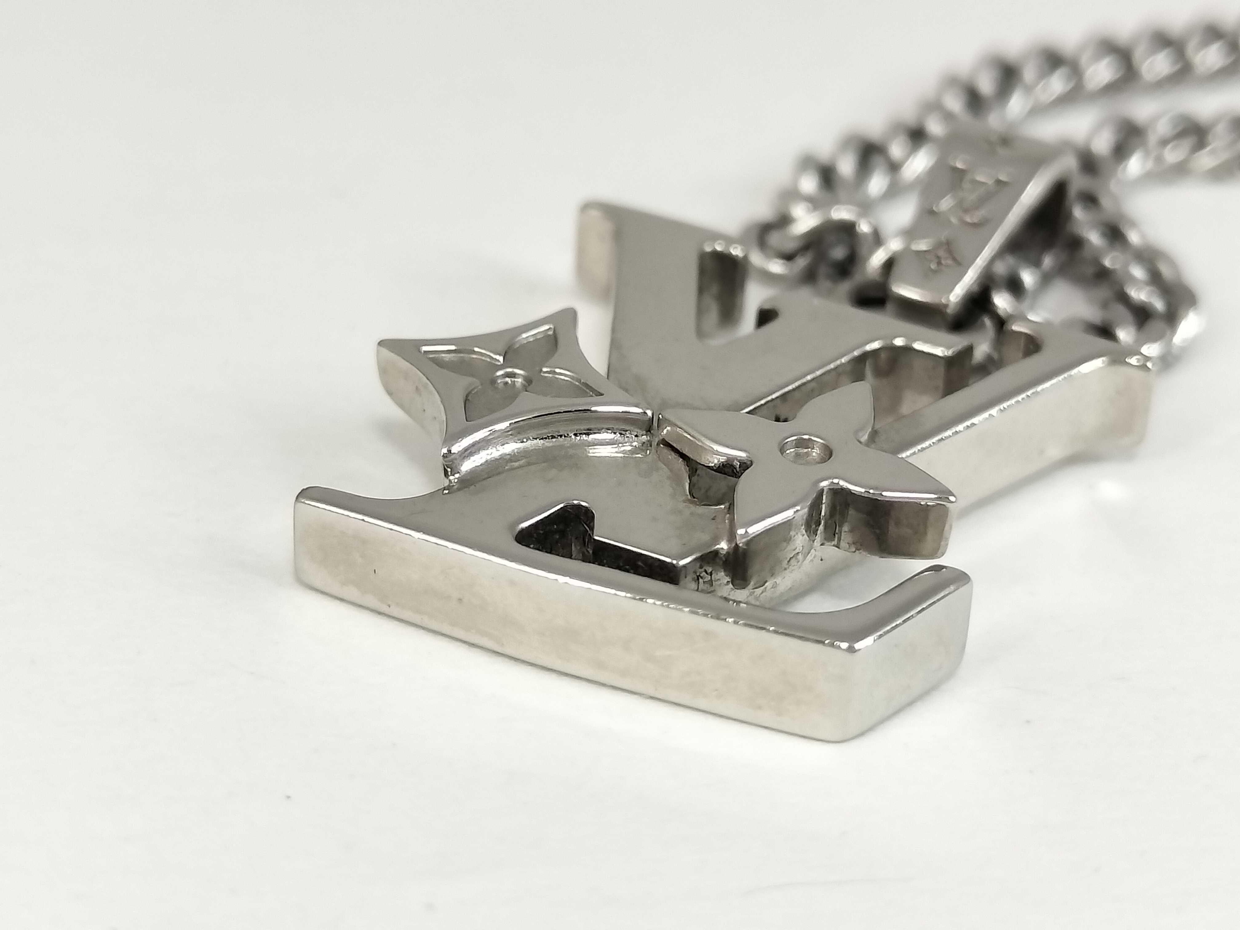 Monogram Raw Silver Necklace — view 8