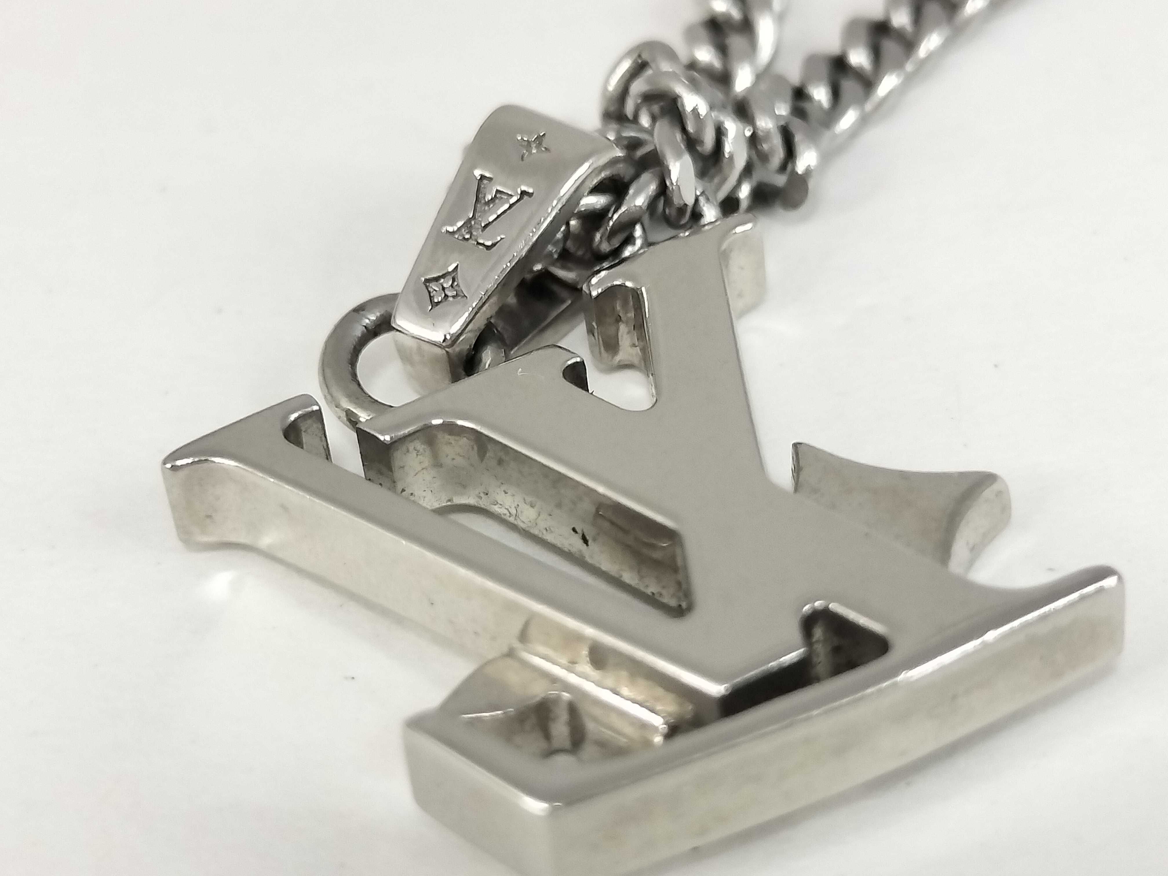 Monogram Raw Silver Necklace — view 9