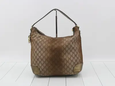 Horsebit Line GG Canvas Glitter Tote Bag Gold x Brown