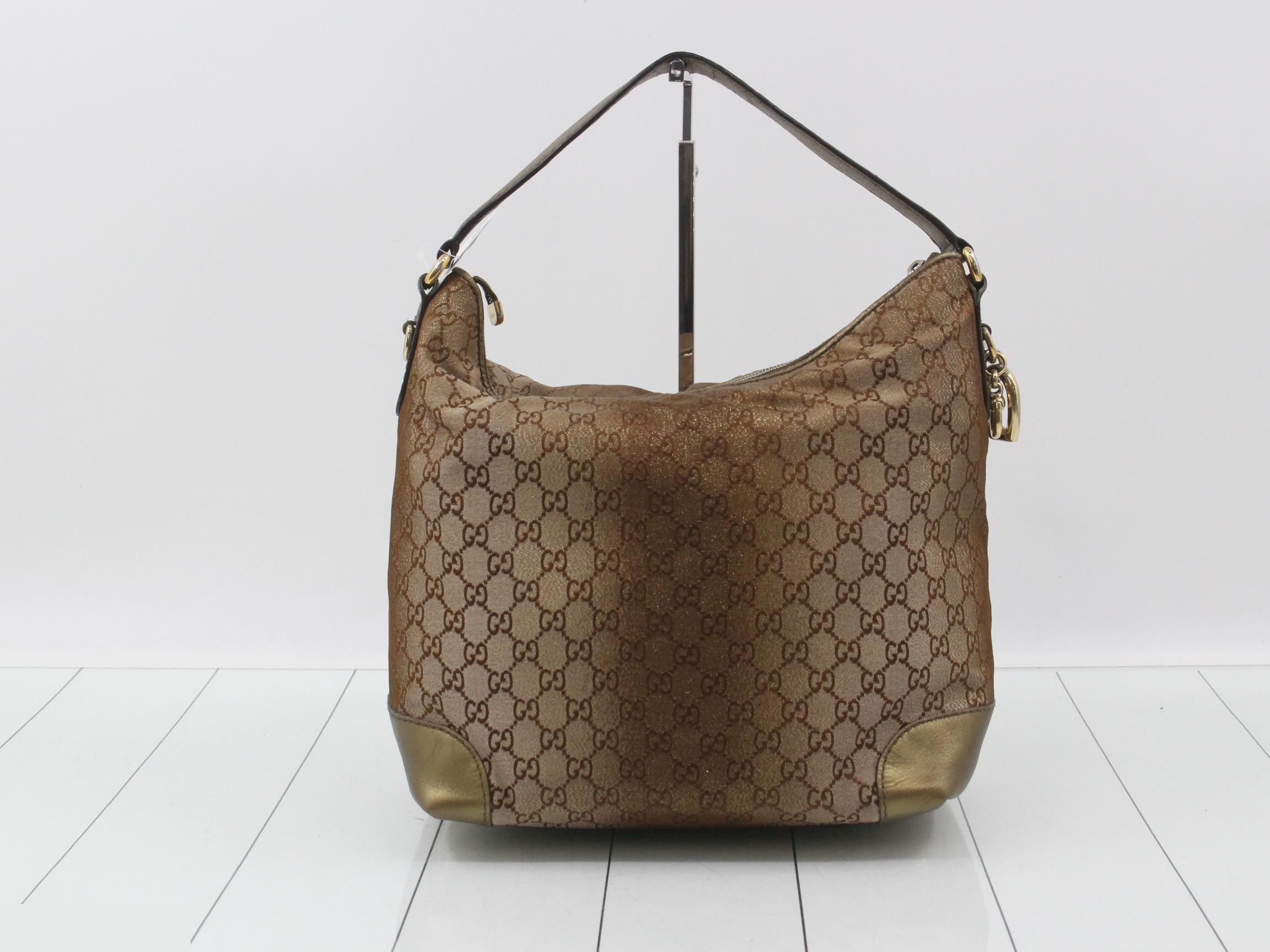 Horsebit Line GG Canvas Glitter Tote Bag Gold x Brown — view 2