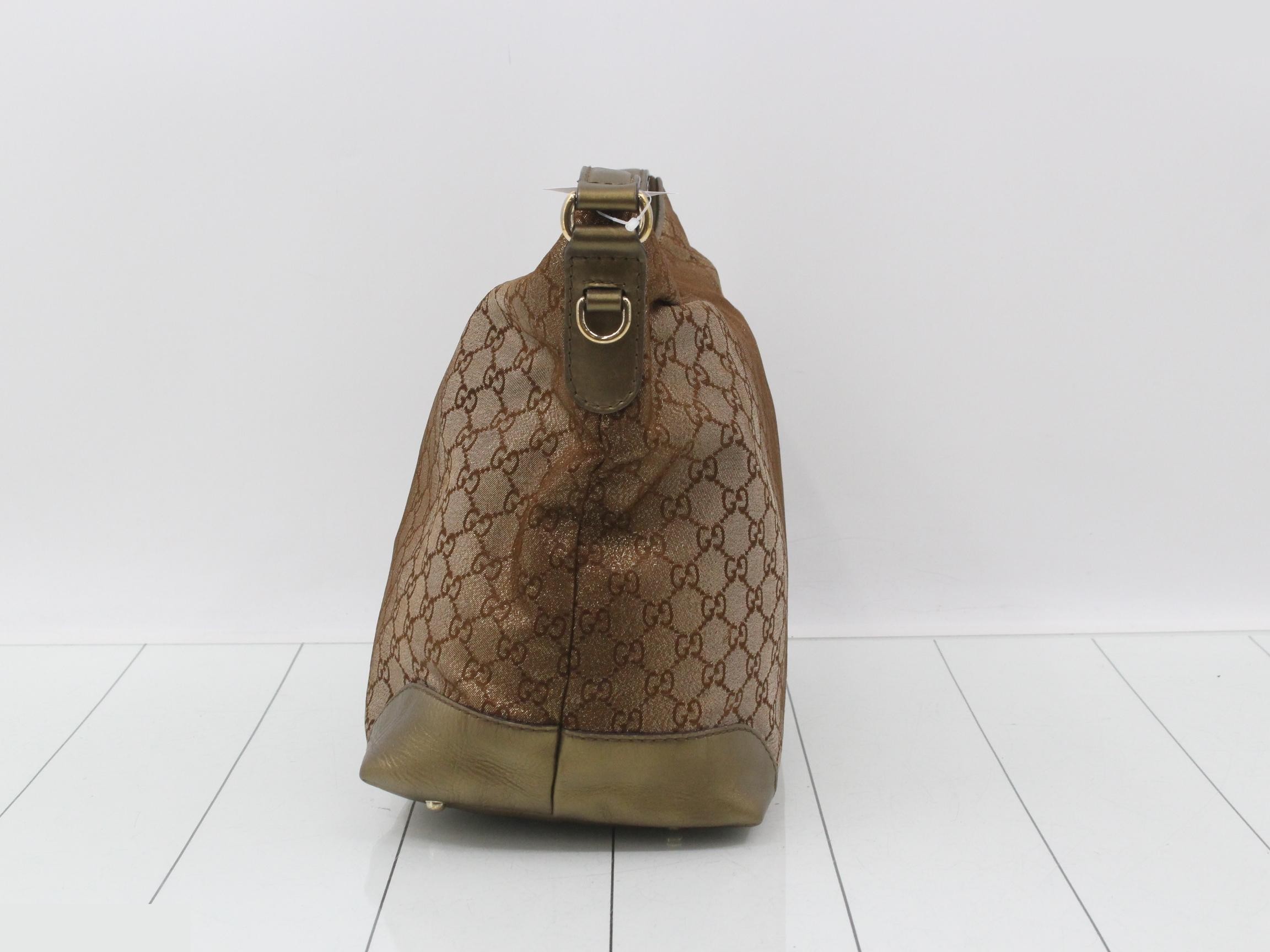 Horsebit Line GG Canvas Glitter Tote Bag Gold x Brown — view 3