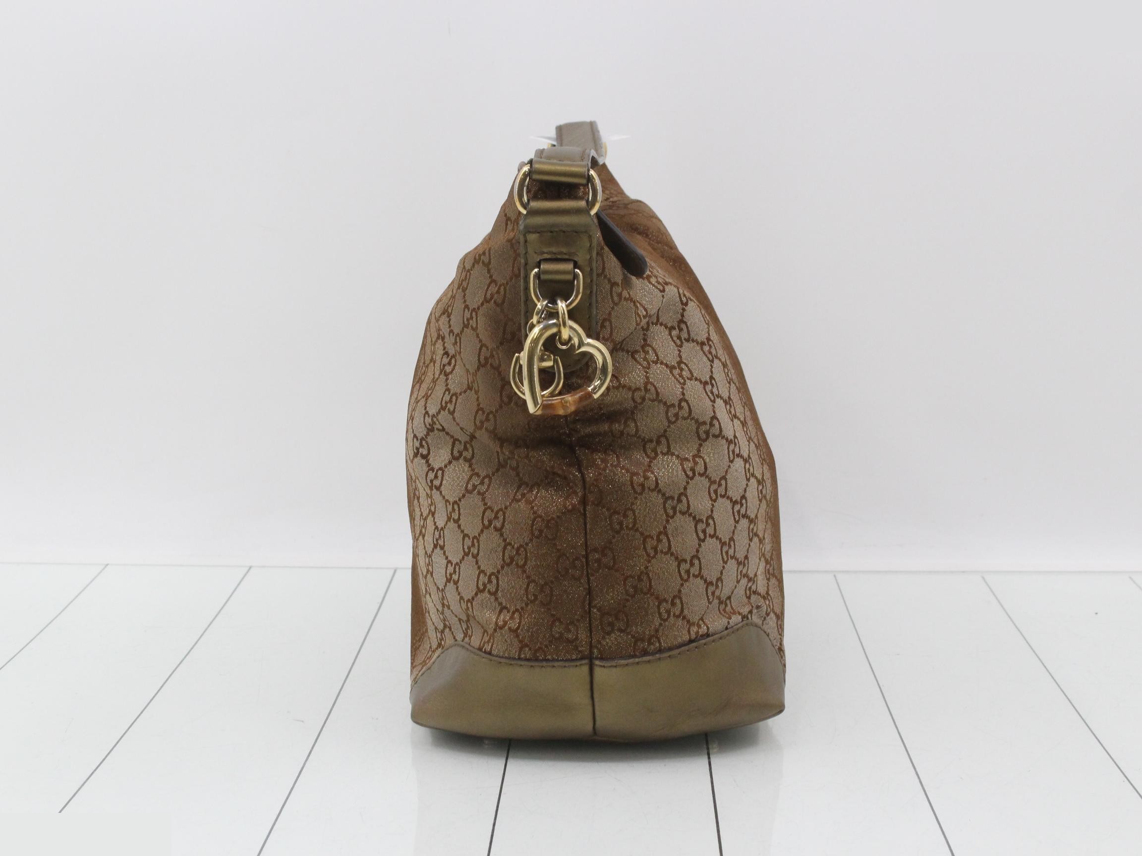 Horsebit Line GG Canvas Glitter Tote Bag Gold x Brown — view 4