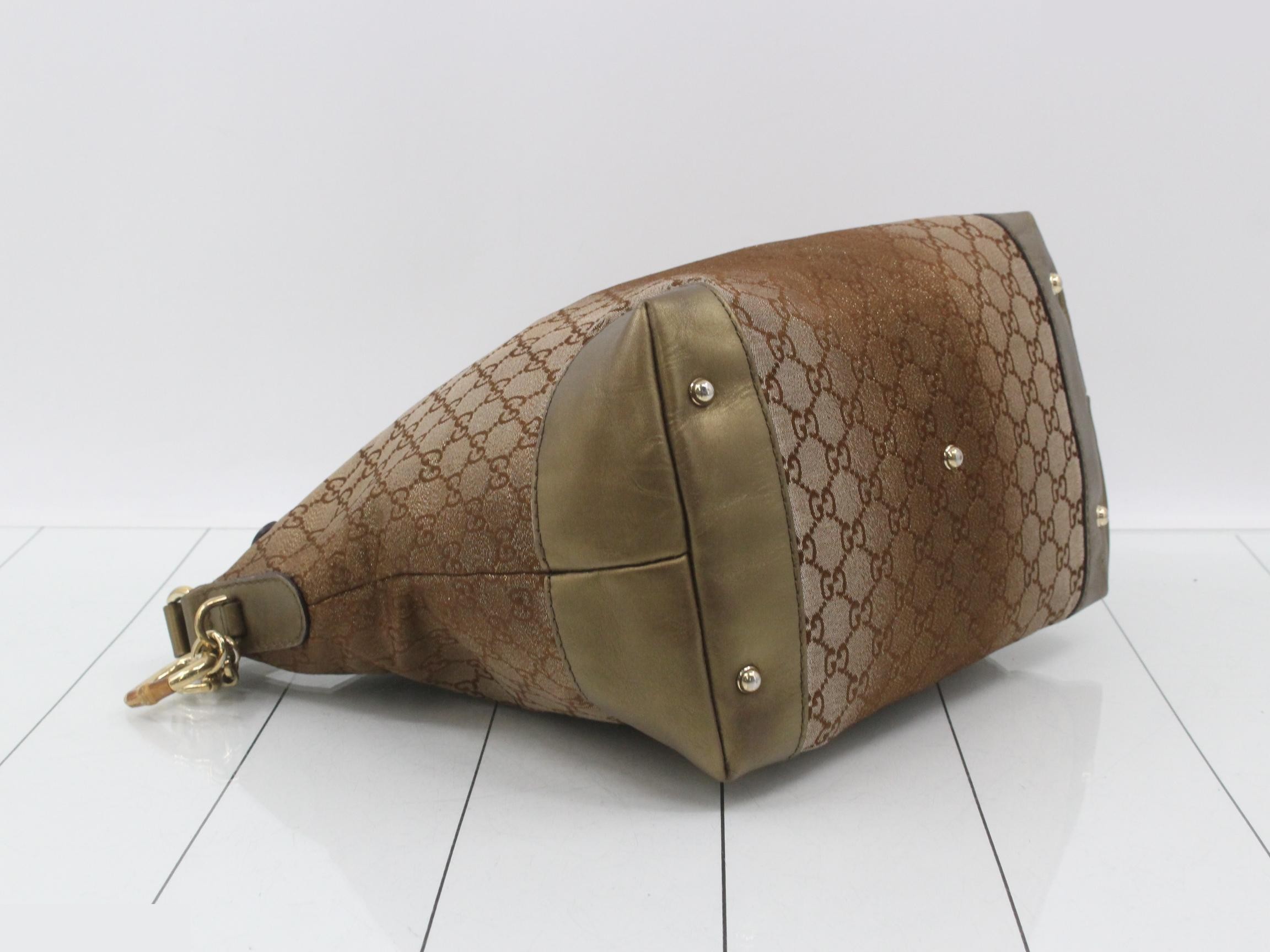 Horsebit Line GG Canvas Glitter Tote Bag Gold x Brown — view 5