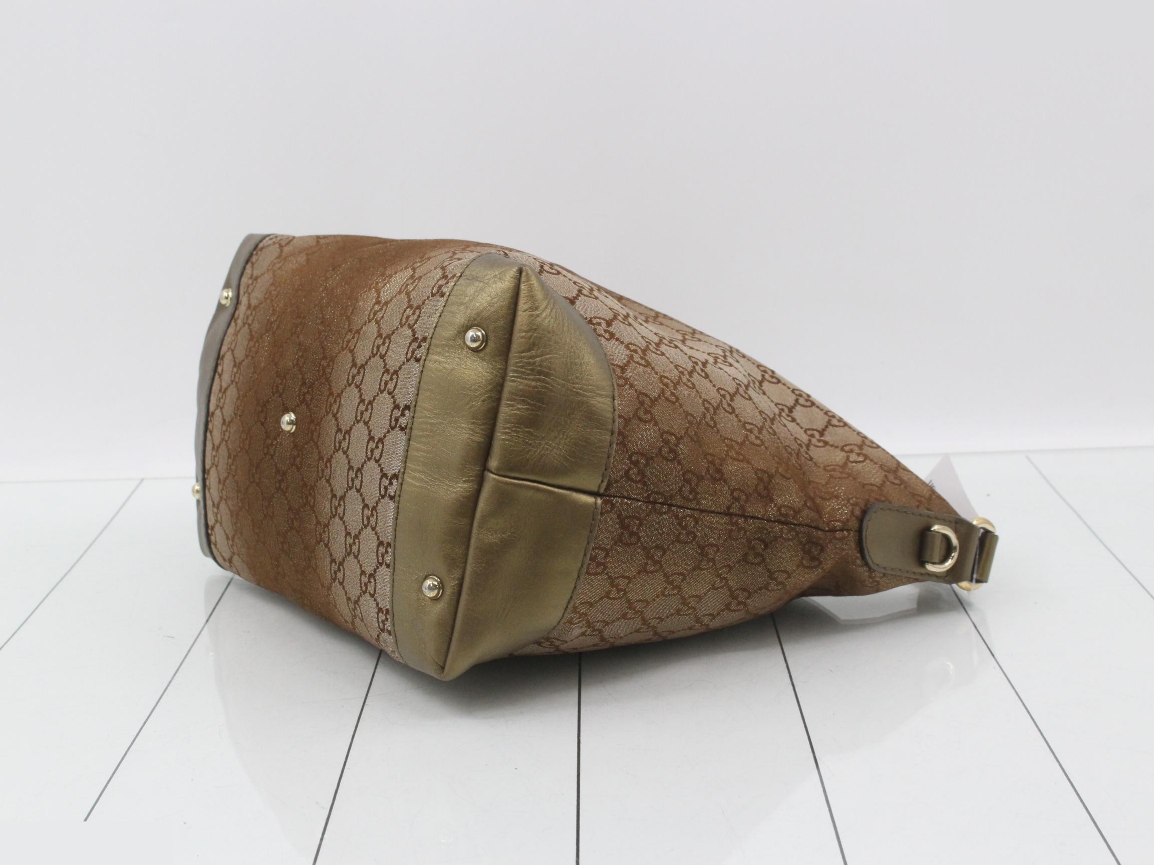 Horsebit Line GG Canvas Glitter Tote Bag Gold x Brown — view 6
