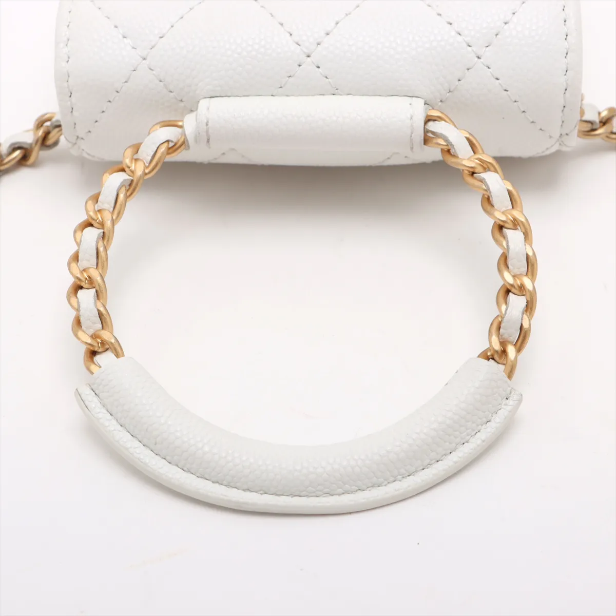 Matelasse caviar skin chain shoulder bag phone case white gold hardware — view 5