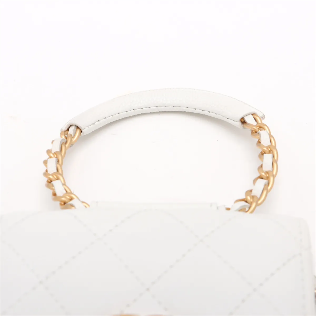 Matelasse caviar skin chain shoulder bag phone case white gold hardware — view 6