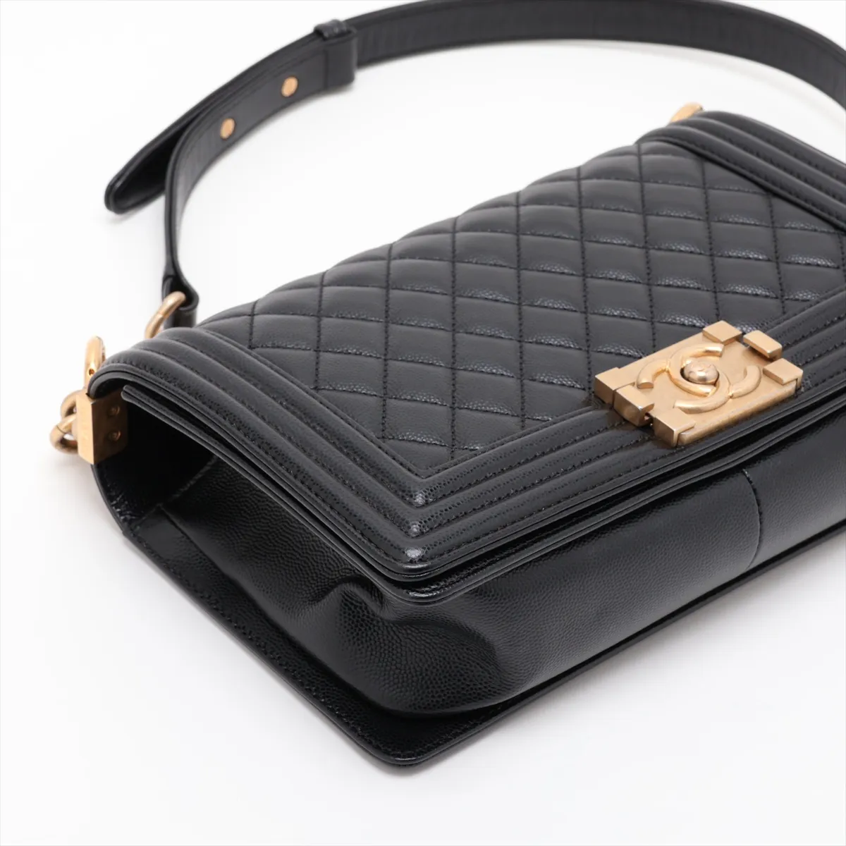 Boy Chanel 25 Caviar Skin Chain Shoulder Bag, Black, 28161480, Serial Number 28, A67086 — view 4
