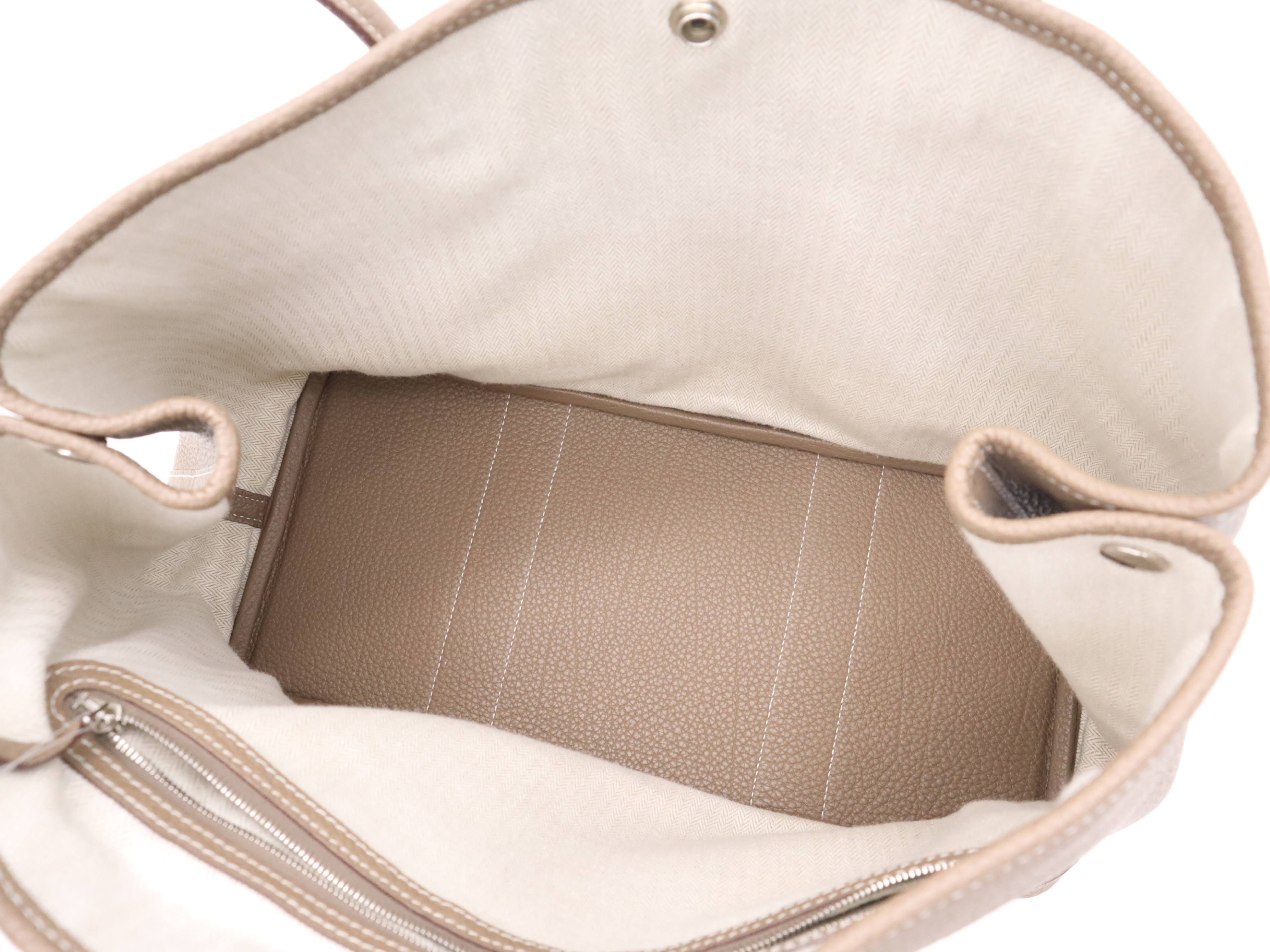 Leather Garden Party PM Tote Bag, Etoupe Brown, Silver Hardware, with Dust Bag, R Stamp, 2014 Model. — view 10