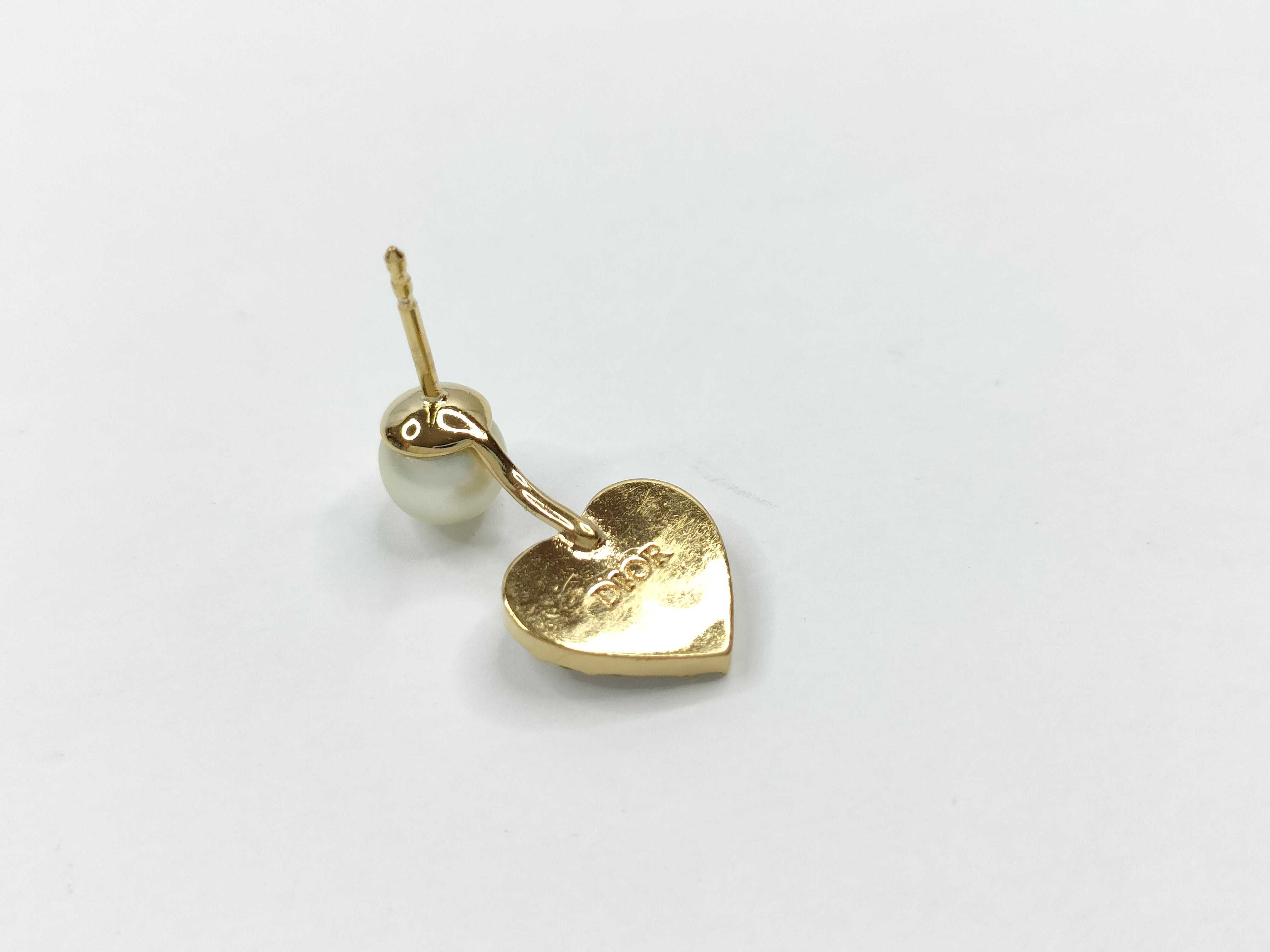 earrings, pearl heart rhinestone earrings — view 6