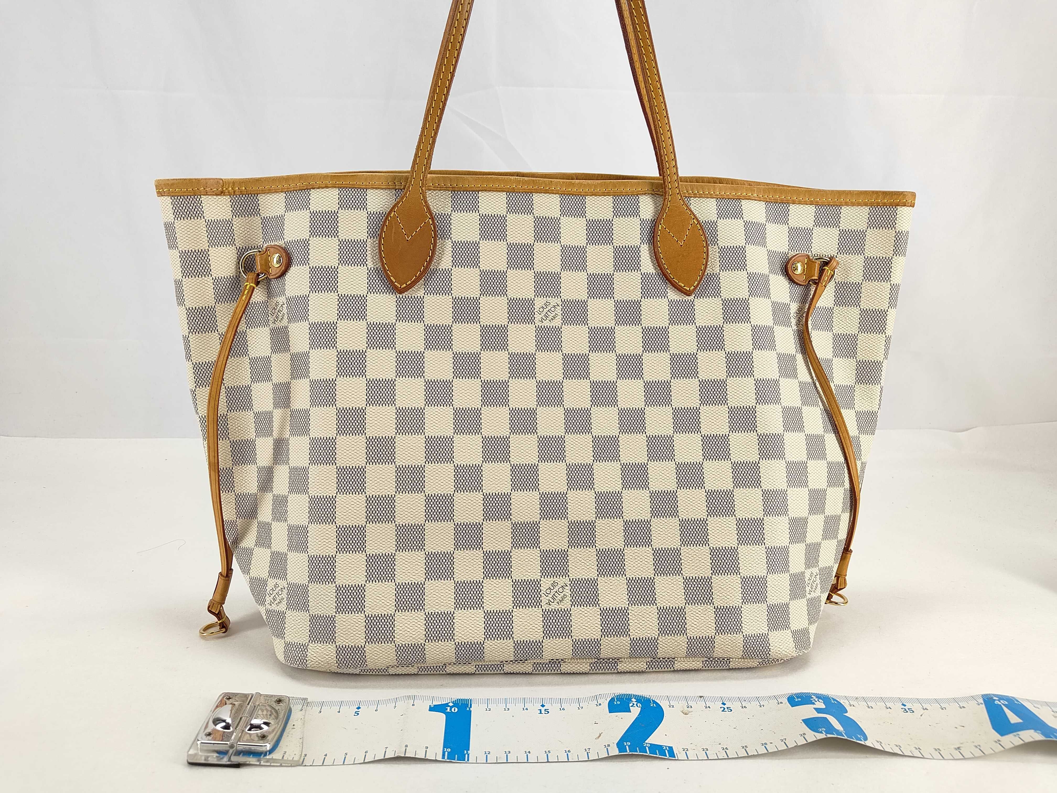 Damier Azur Neverfull MM N51107 AR2101 White Tote Bag — view 2