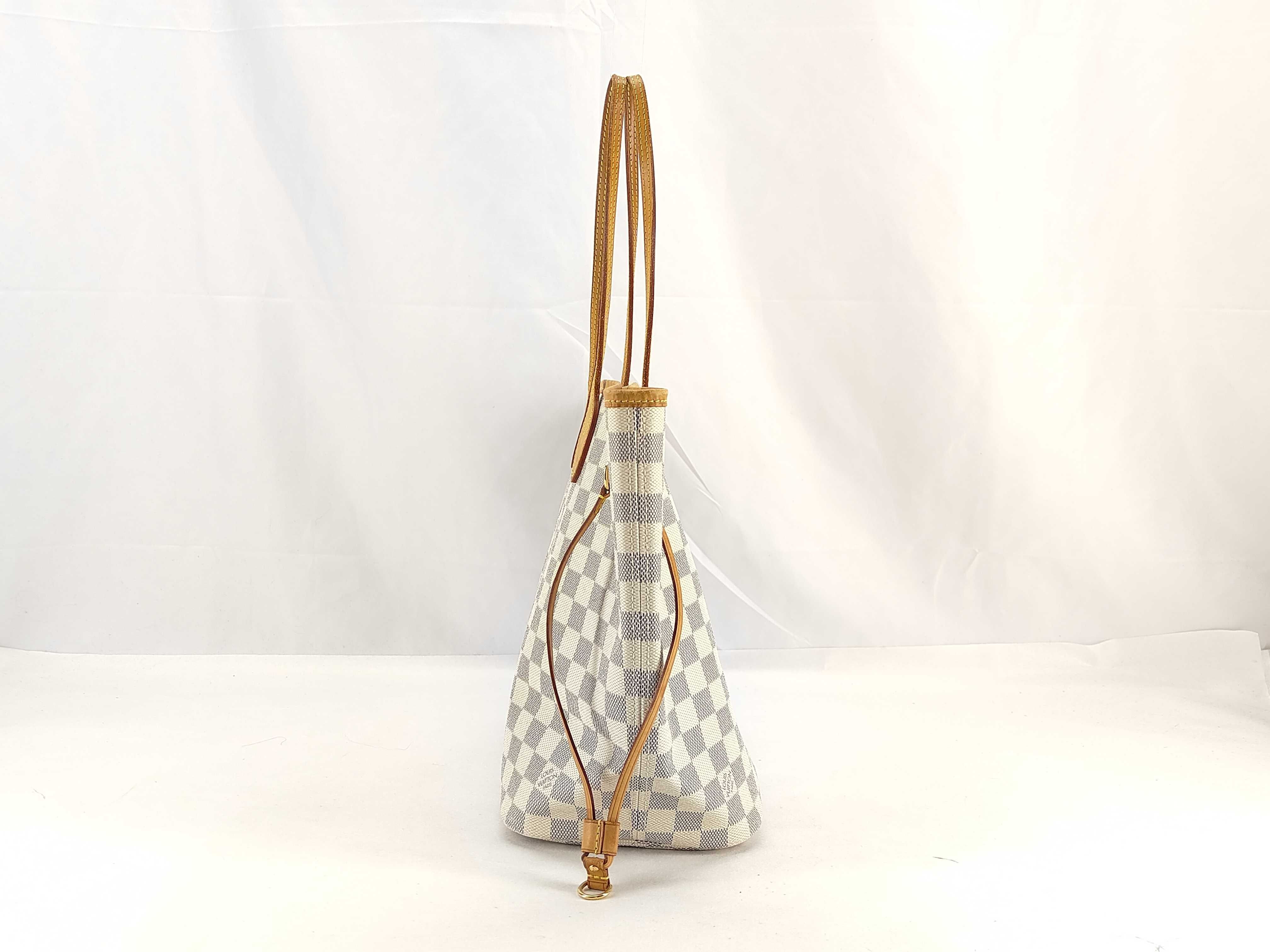 Damier Azur Neverfull MM N51107 AR2101 White Tote Bag — view 3