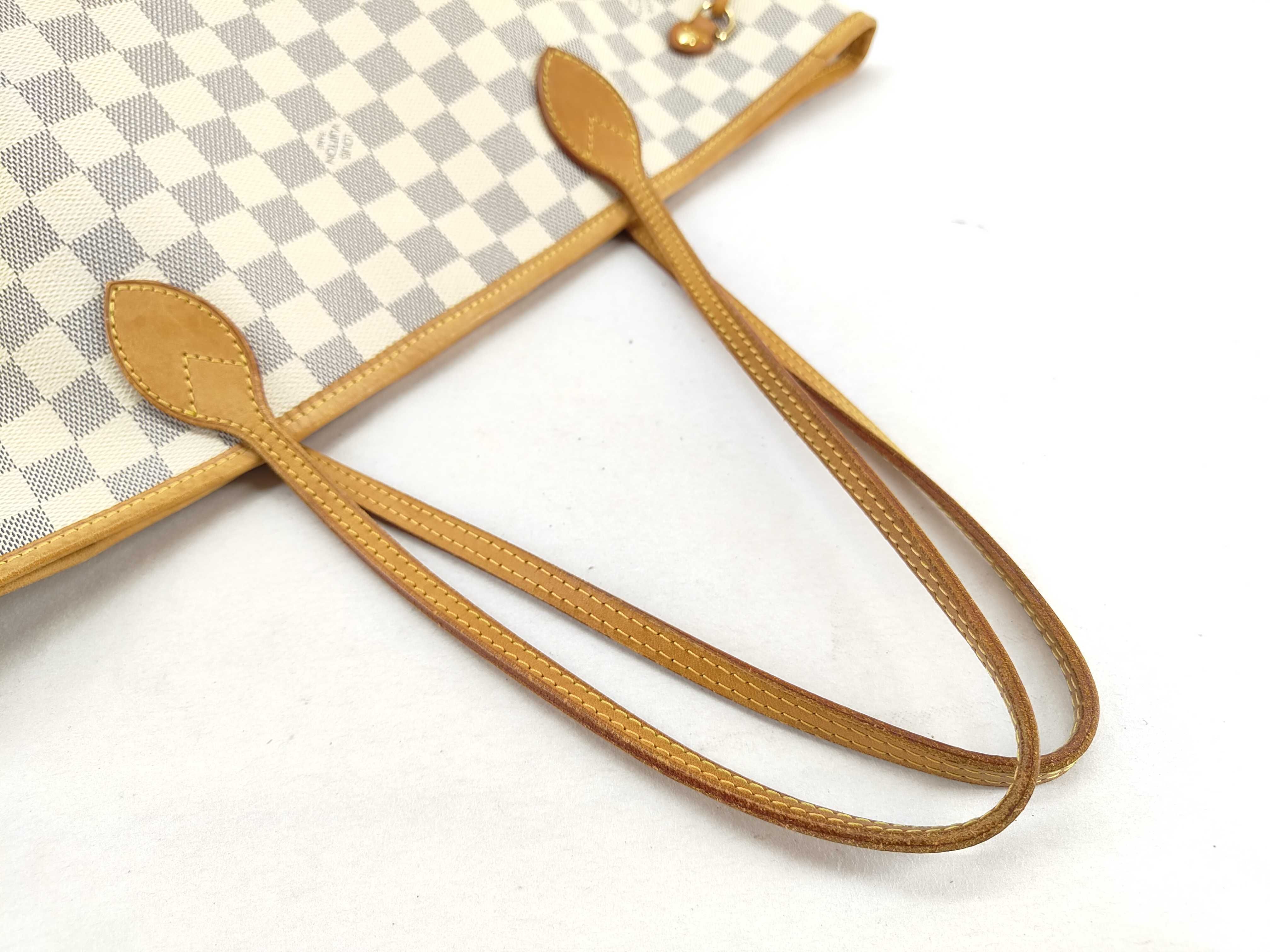 Damier Azur Neverfull MM N51107 AR2101 White Tote Bag — view 4